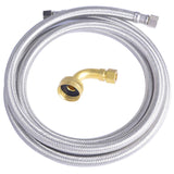 Hydro Master Braided Stainless Steel Dishwasher Connector with Elbow 72 inches 3/8" Comp x 3/8" Comp