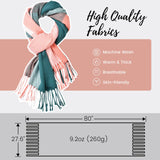 Clothirily Womens Winter Scarf - Fashion Plaid Scarf for Women Lightweight, Cashmere Feel Warm Soft Women Scarves, Long Blanket Scarf Shawl gifts for women, Pink Green Lattice