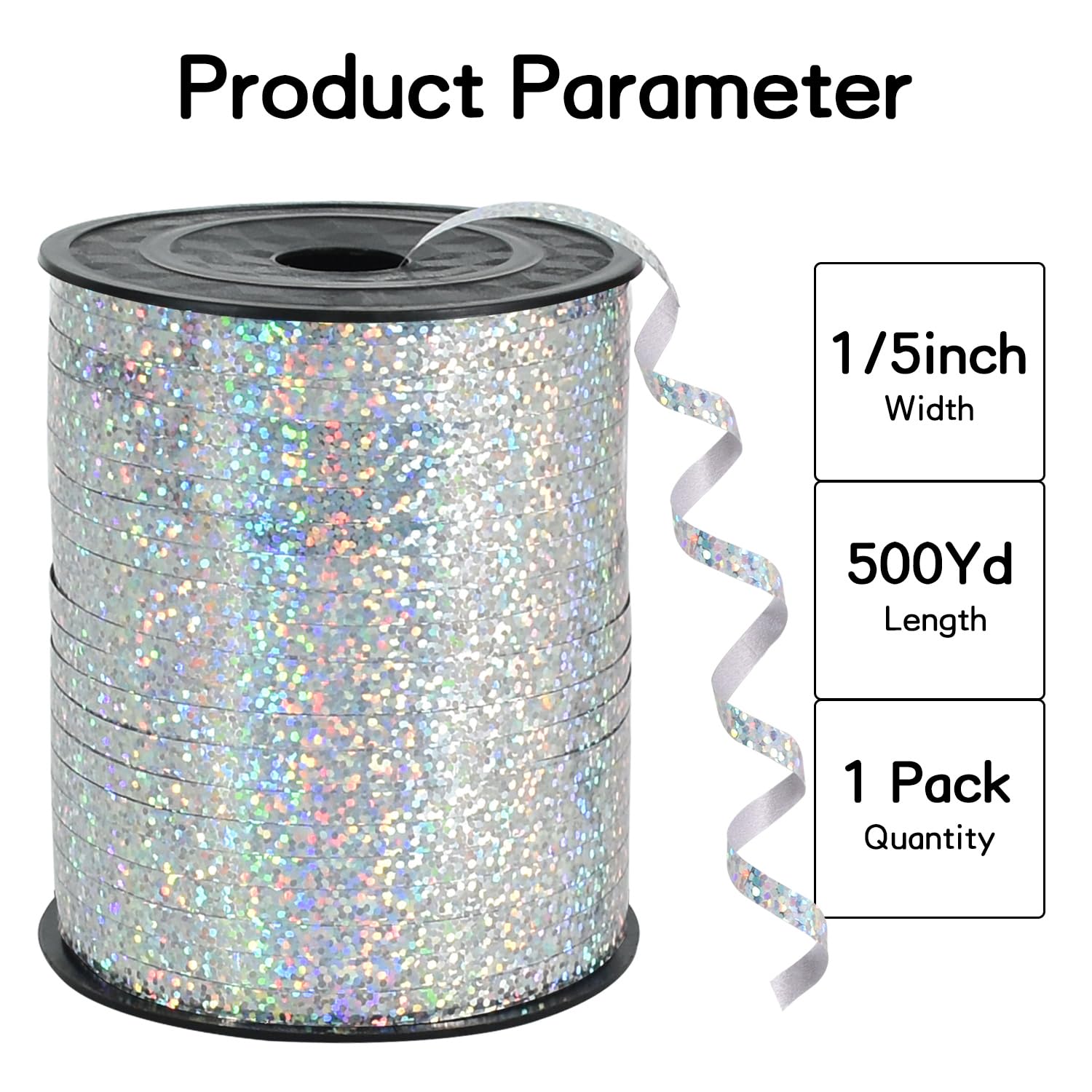 BEISHIDA 500 Yards Silver Ribbon Curling Crimped, Balloon String Shiny Metallic Roll for Gift Wrapping Ribbon for Birthday Party Festival Art Craft Decor Florist Flowers Decoration