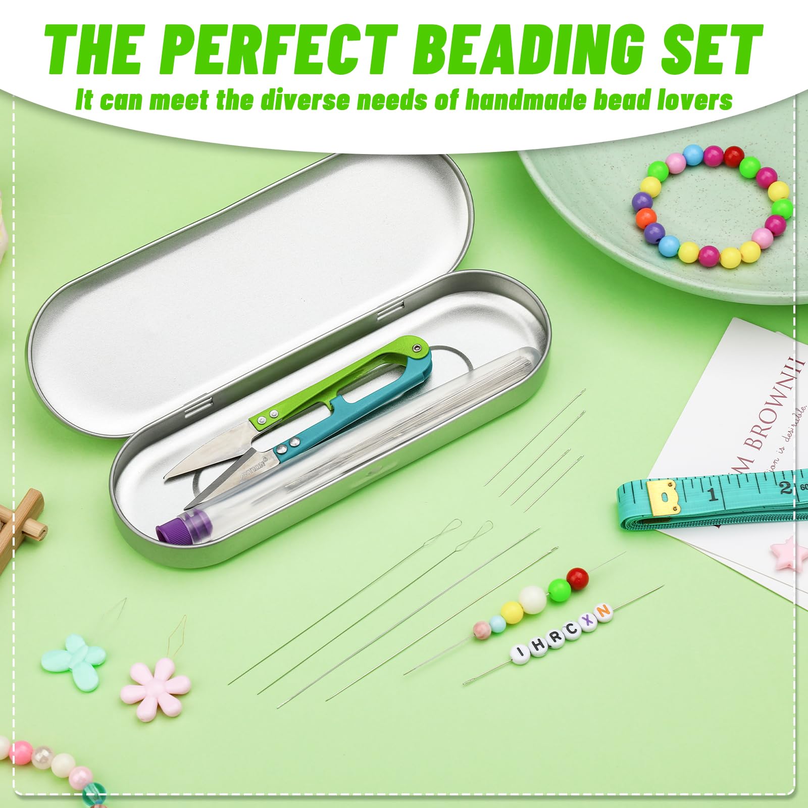 86 Pcs Beading Needle Set,6 Sizes Big Eye Seed Bead Needles,Long Straight Beading Needle,Twist Beading Needles,Flexible Needle for Beads for Jewelry Making