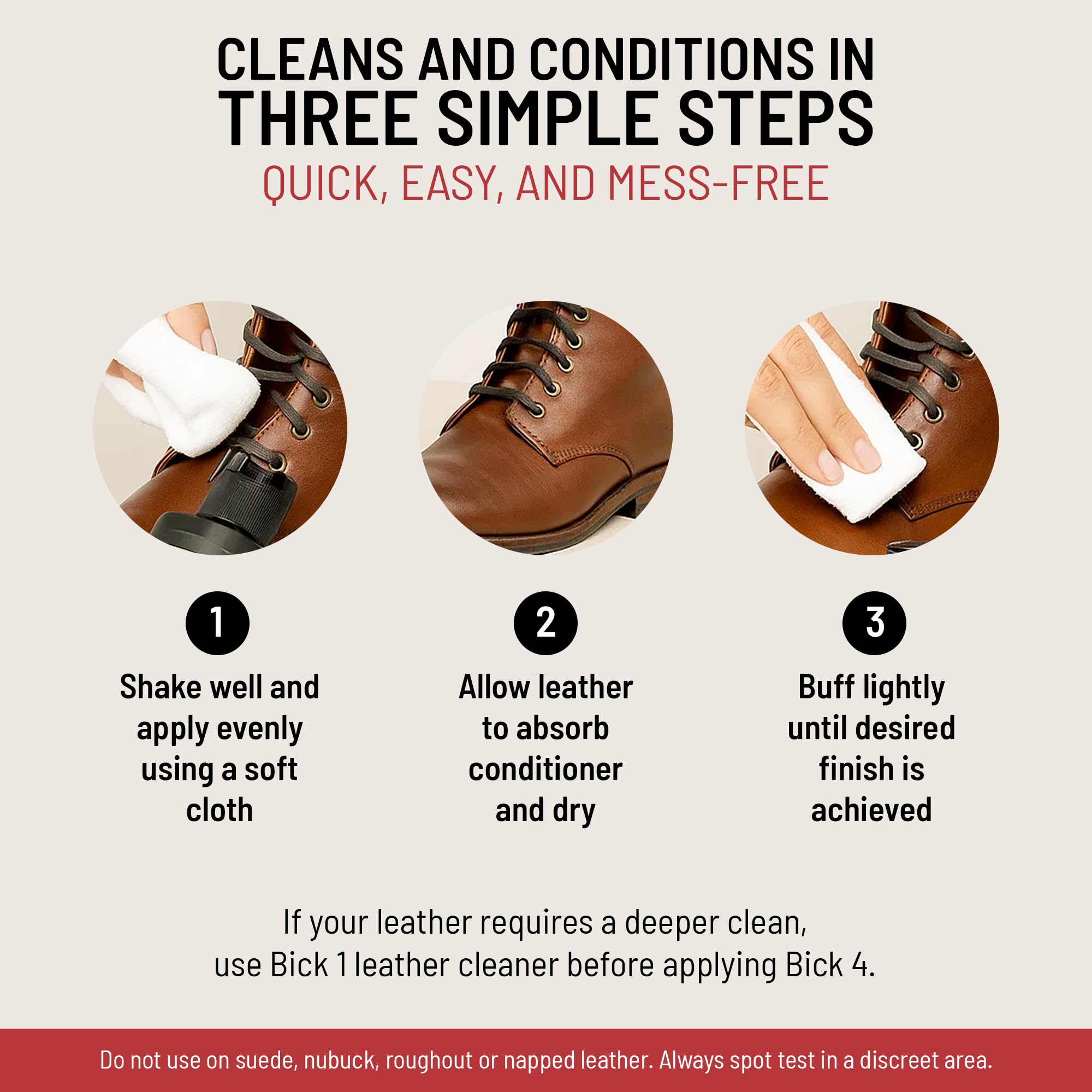 Bick 4 Leather Conditioner and Leather Cleaner 8 oz - Will Not Darken Leather - Safe For All Colors of Leather Apparel, Furniture, Jackets, Shoes, Auto Interiors, Bags & All Other Leather Accessories