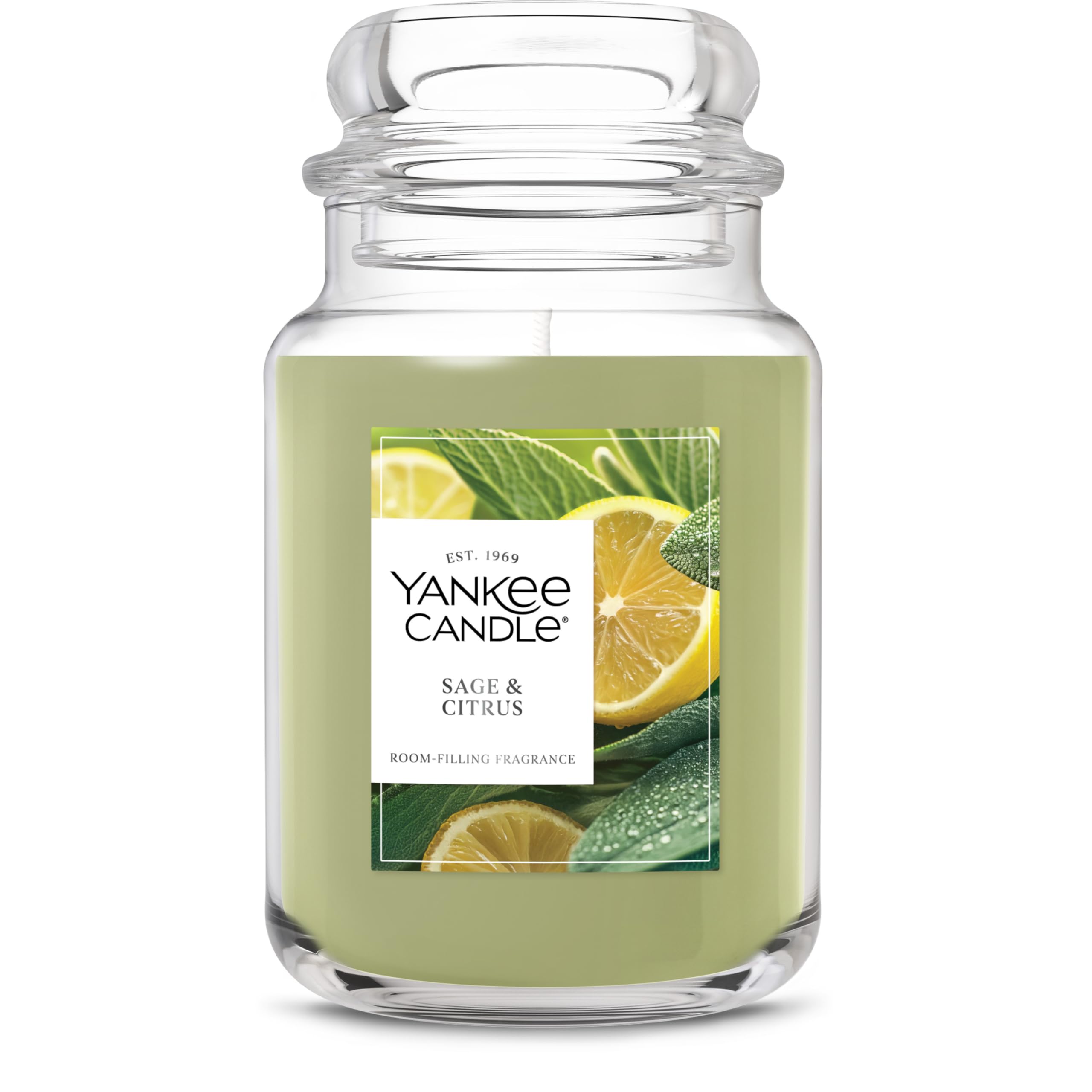 Yankee Candle Sage & Citrus Scented Candle, 22oz Large Jar with up to 150 Hour Burn Time, Giftable, Birthdays