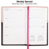 2025 Pocket Planner/Pocket Calendar and Pen, 3.5"x6": Includes 14 Months (November 2024 - December 2025) / 2025 Weekly Planner/Weekly Agenda/Monthly Calendar Organizer (Brown/Black)