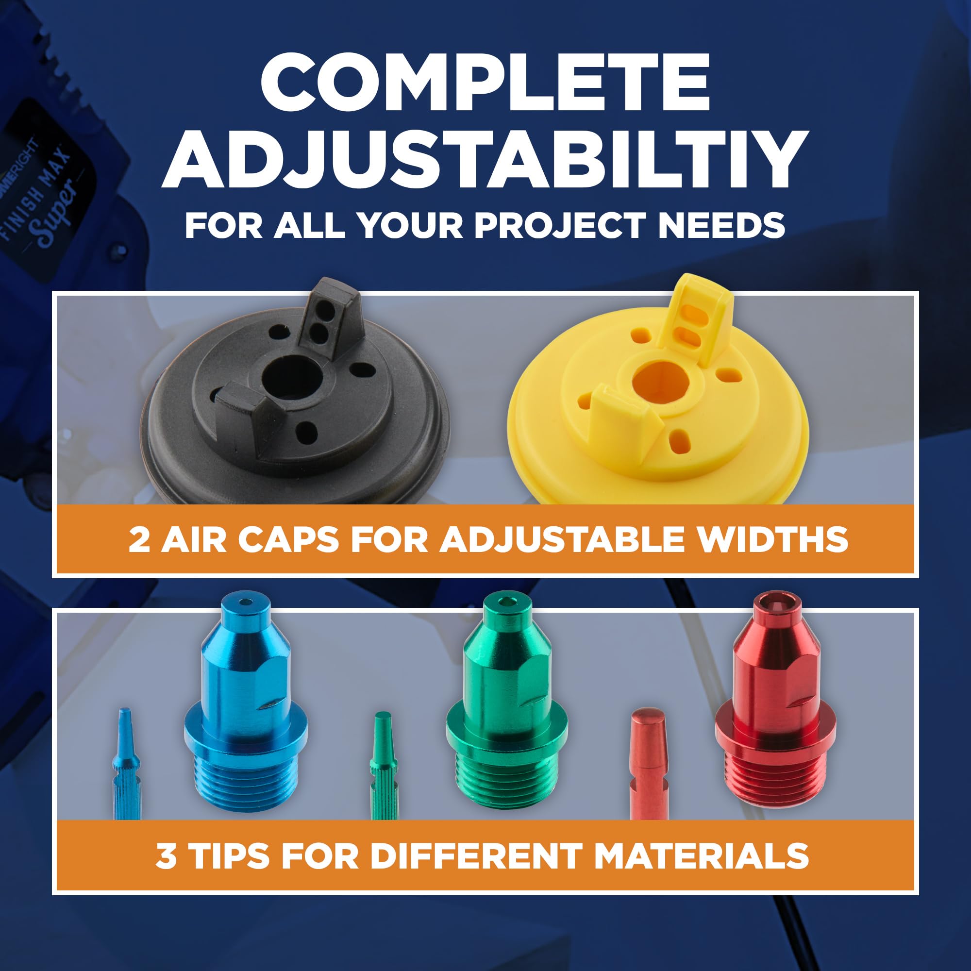 HomeRight C800971.A Super Finish Max, Includes 3 Brass Spray Tips, 3 Spray Patterns, Easy to Clean HVLP Paint Sprayer, Great for Furniture, Cabinets, Trim & More, Sprays Stains, Sealers & Latex Paints