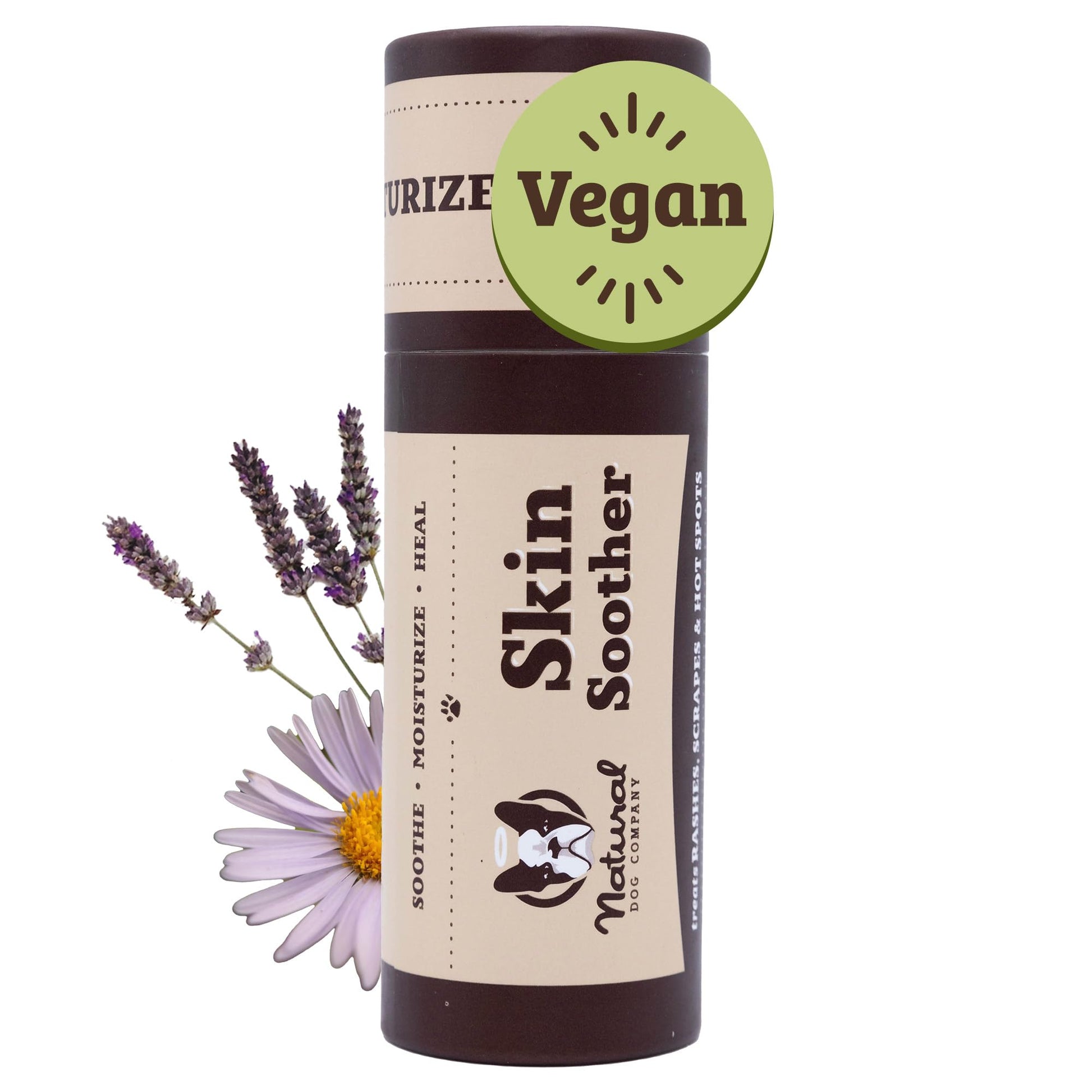 Natural Dog Company Dog Skin Soother Balm, 2 oz. Stick, Itch Relief and Moisturizer for Winter Dry Skin, with Coconut Oil, Calendula, & Vitamin E, Healing Balm for Paws & Noses, Lick Safe