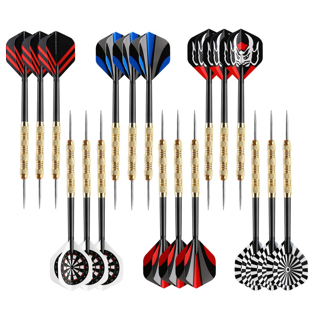 Accmor Metal Tip Darts, Steel Tip Darts, Professional Metal Darts, Darts Metal Tip Set, Metal Darts for Dartboard,18 pcs ﻿