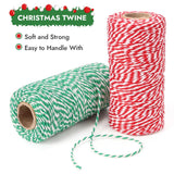 Tenn Well Bakers Twine, 656 Feet 2 Rolls Christmas Twine String Ribbon for Gift Wrapping, Pastry Boxes Tying, Festival Decorations, DIY Crafts (328Feet Each Roll)