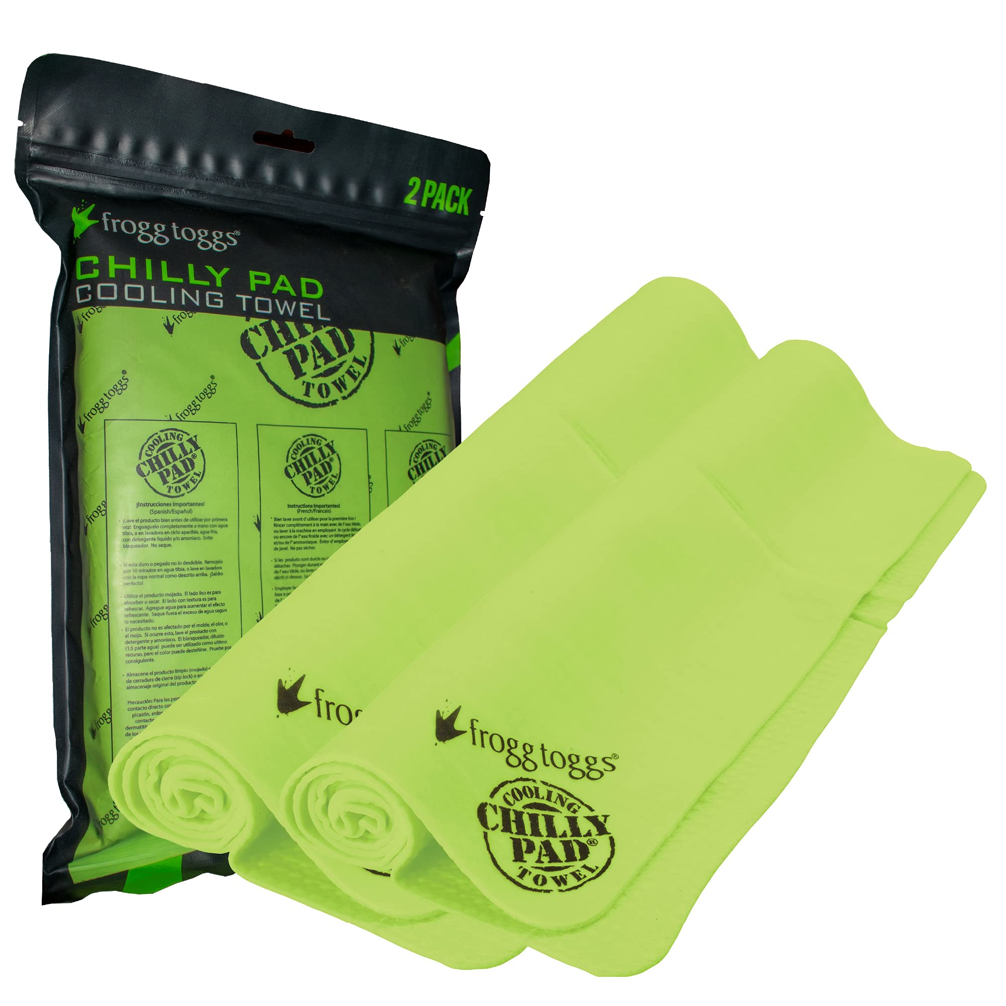 FROGG TOGGS Chilly Pad Cooling Towels, 2 Pack, 33" x 13"