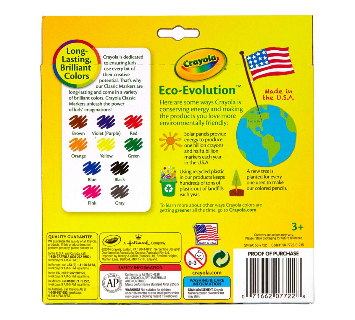 Crayola Broad Line Markers, Classic Colors 10 Each (Pack of 2)