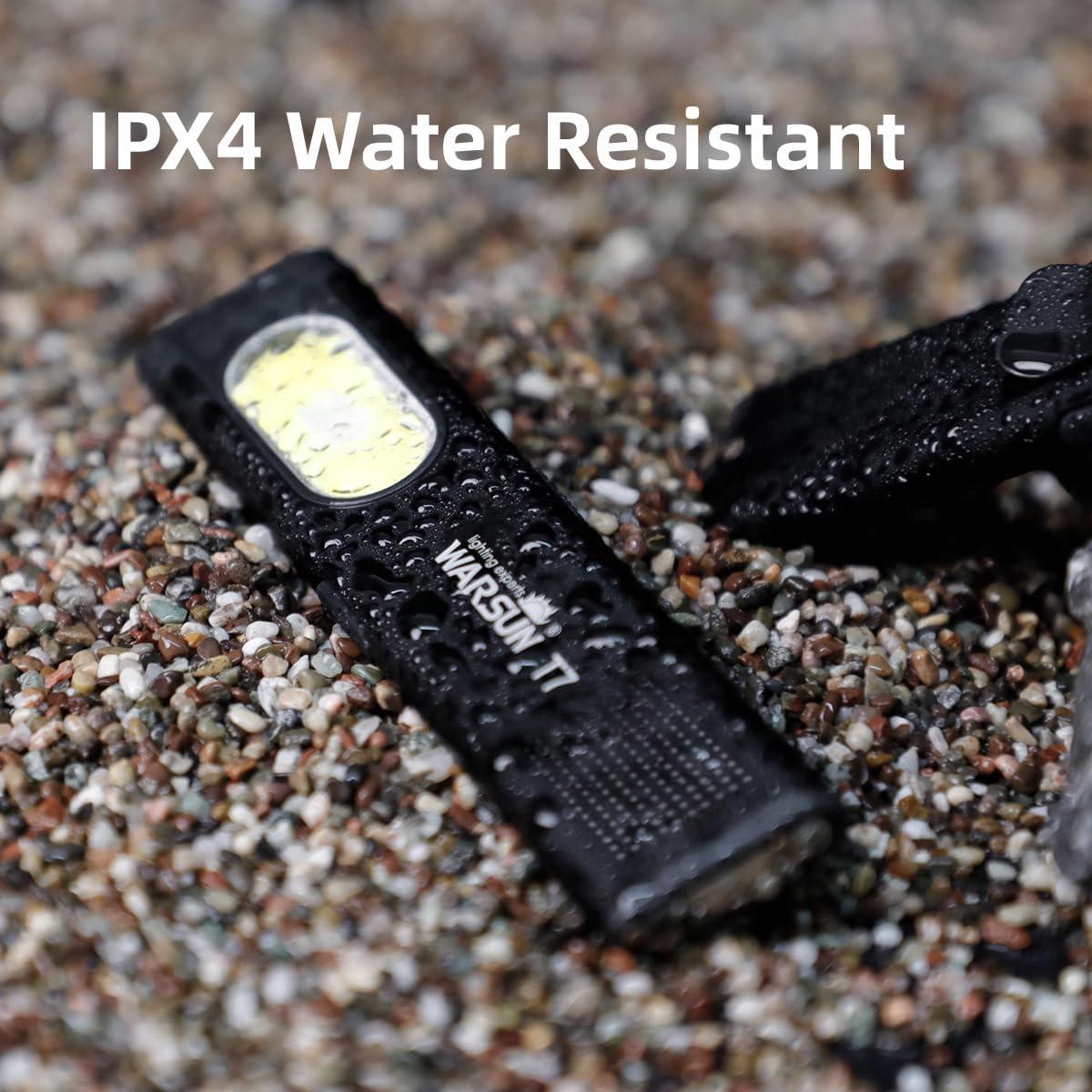 WARSUN Compact Multi-Mode Pocket LED Flashlight - 675LM, USB-C Rechargeable, IPX4, Dual Material, Red/Blue Strobe, for Everyday Carry & Travel