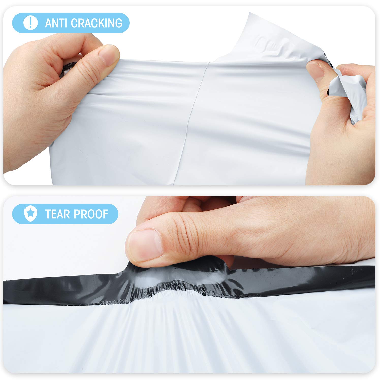 Fuxury Poly Mailers 10x13 Inch 100 Pack,Shipping Bags for Clothing,Strong Adhesive Mailing Envelopes,Self Seal Plastic Postal Return Package Bags for Small Business,White