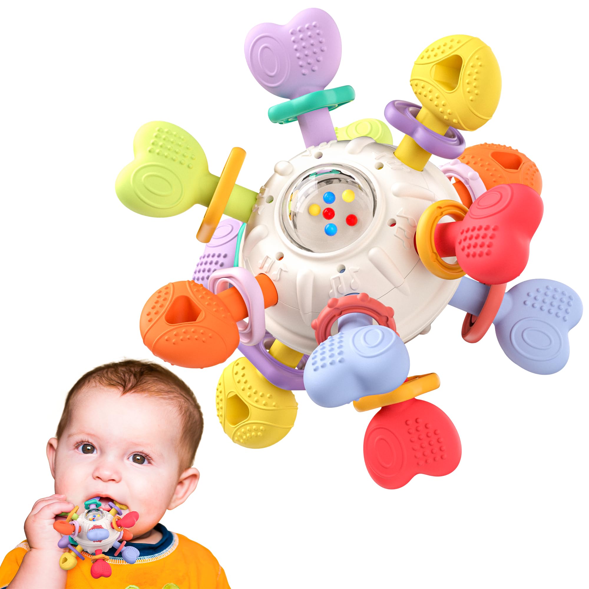 Baby Teething & Rattle Toys – Safe, Multi-Functional BPA-Free Silicone Sensory Learning Toys for Infant 0-12 Months–Teething Relief & Fun Play – Perfect Baby Gift for Boys & Girls