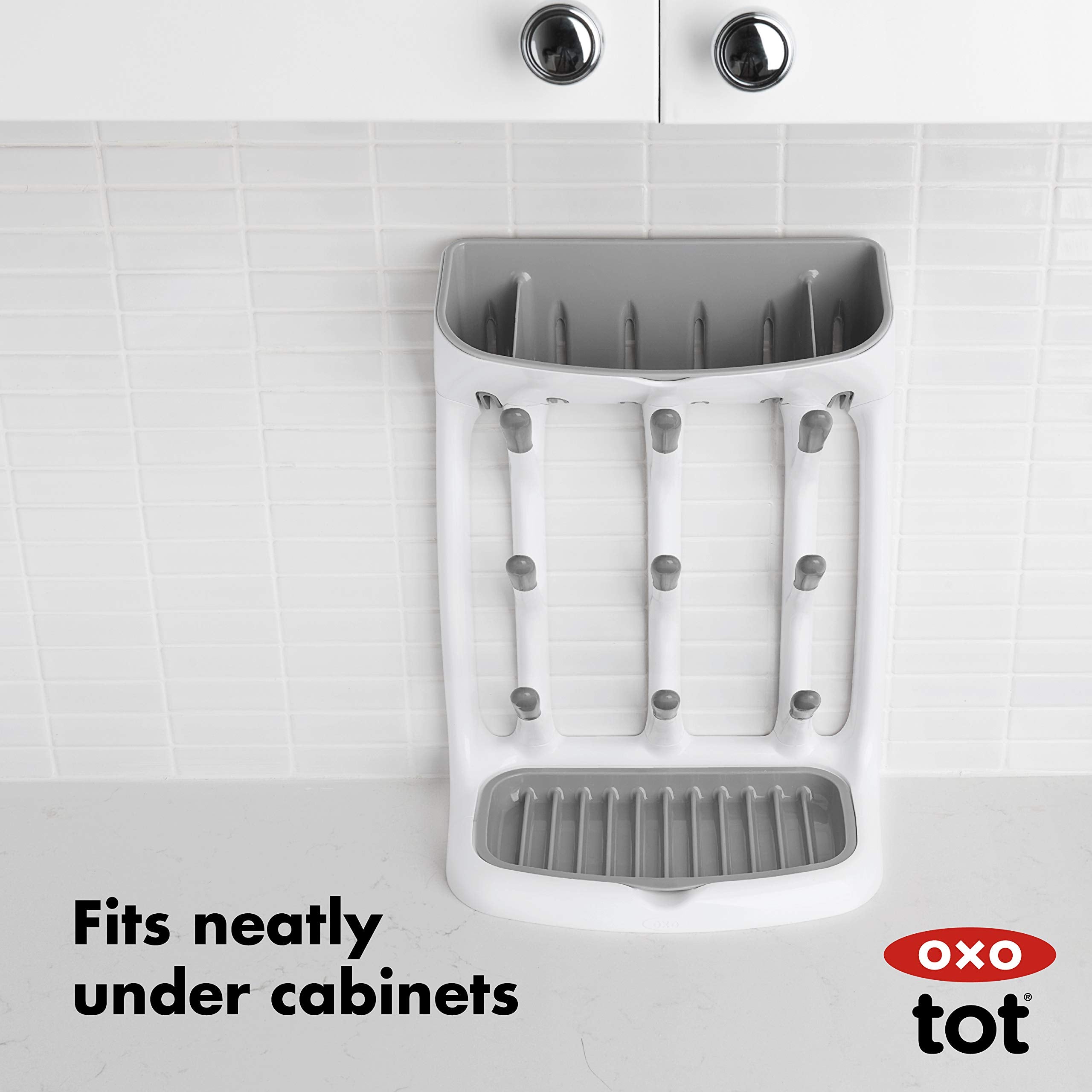 OXO Tot Space-Saving Bottle Drying Rack, Baby Bottle Organizer for Countertop