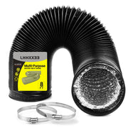 Dryer Vent Hose - 4 inch Flexible Duct, 8ft Long, Heavy-Duty Four-Layer Protection - Ideal for Heating, Cooling, Ventilation - Includes 2 Pack Clamps