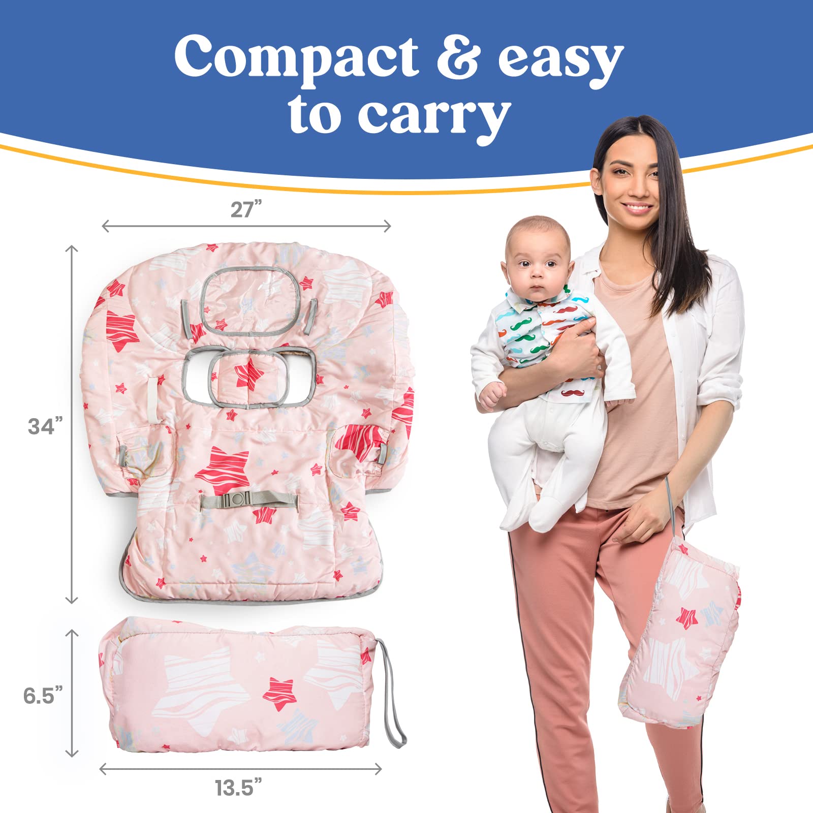 PILLANI Shopping Cart Cover for Baby, High Chair Cover for Restaurant Seat - Grocery Cart Cover for Baby Girl and Boy, Comfortable Cotton Buggy Covers for Babies - Padded Toddler Shopping Cart Cover