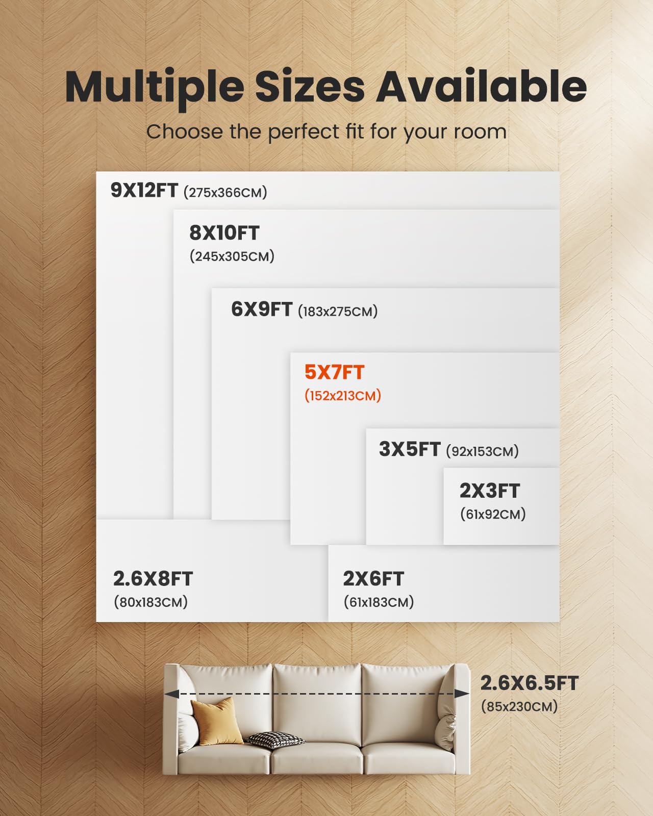 AMADA HOMEFURNISHING 8x10 Washable Area Rug, Low-Profile Large Area Rug with Non-Slip Backing & Durable Edge Binding, Vintage Large Rugs for Living Room, Bedroom, Dinning Room