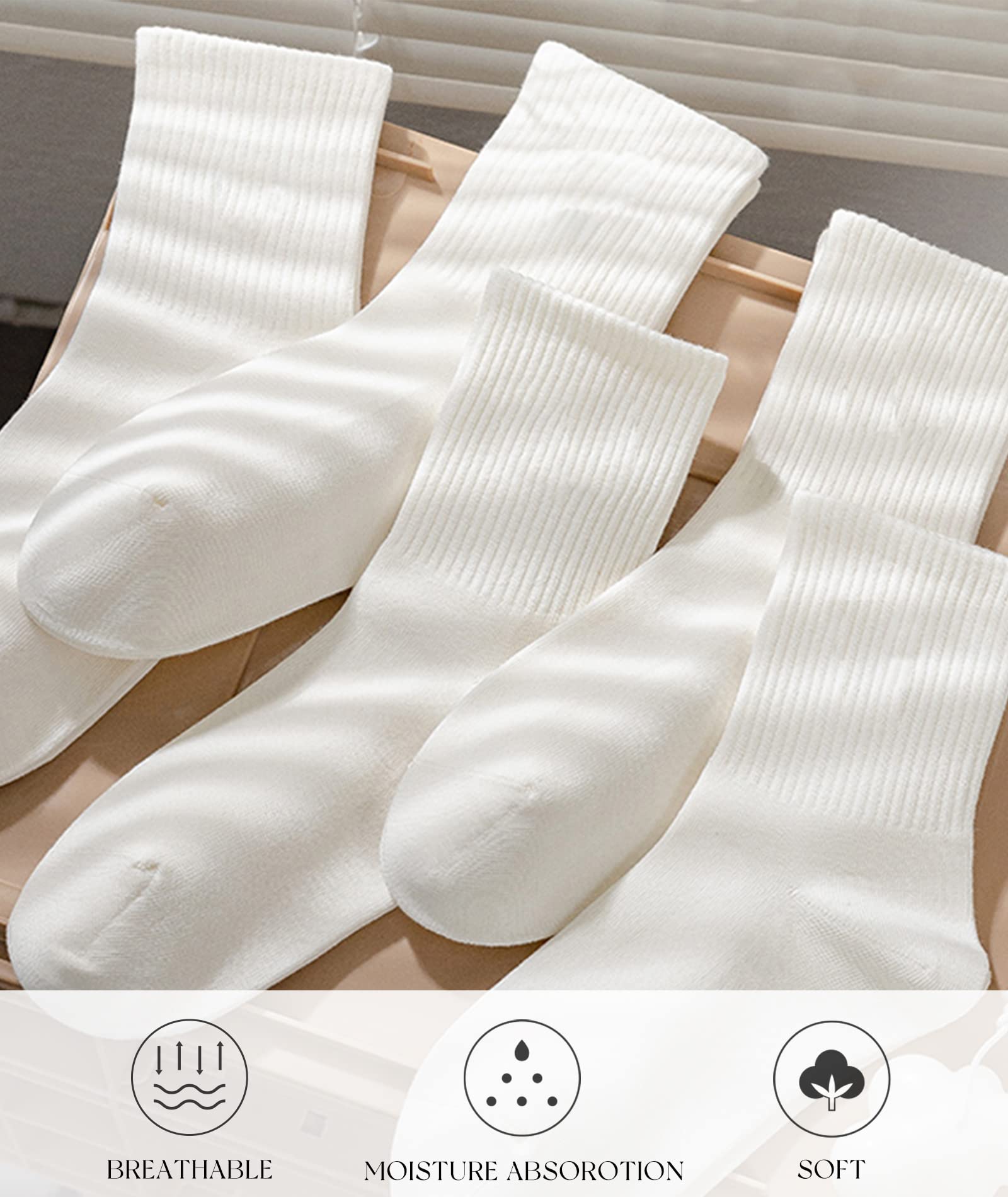 HAVE A TREE Womens 3-6 Pack Crew Lightweight Thin Casual Calf Socks Size 6-11 (H001-3W)