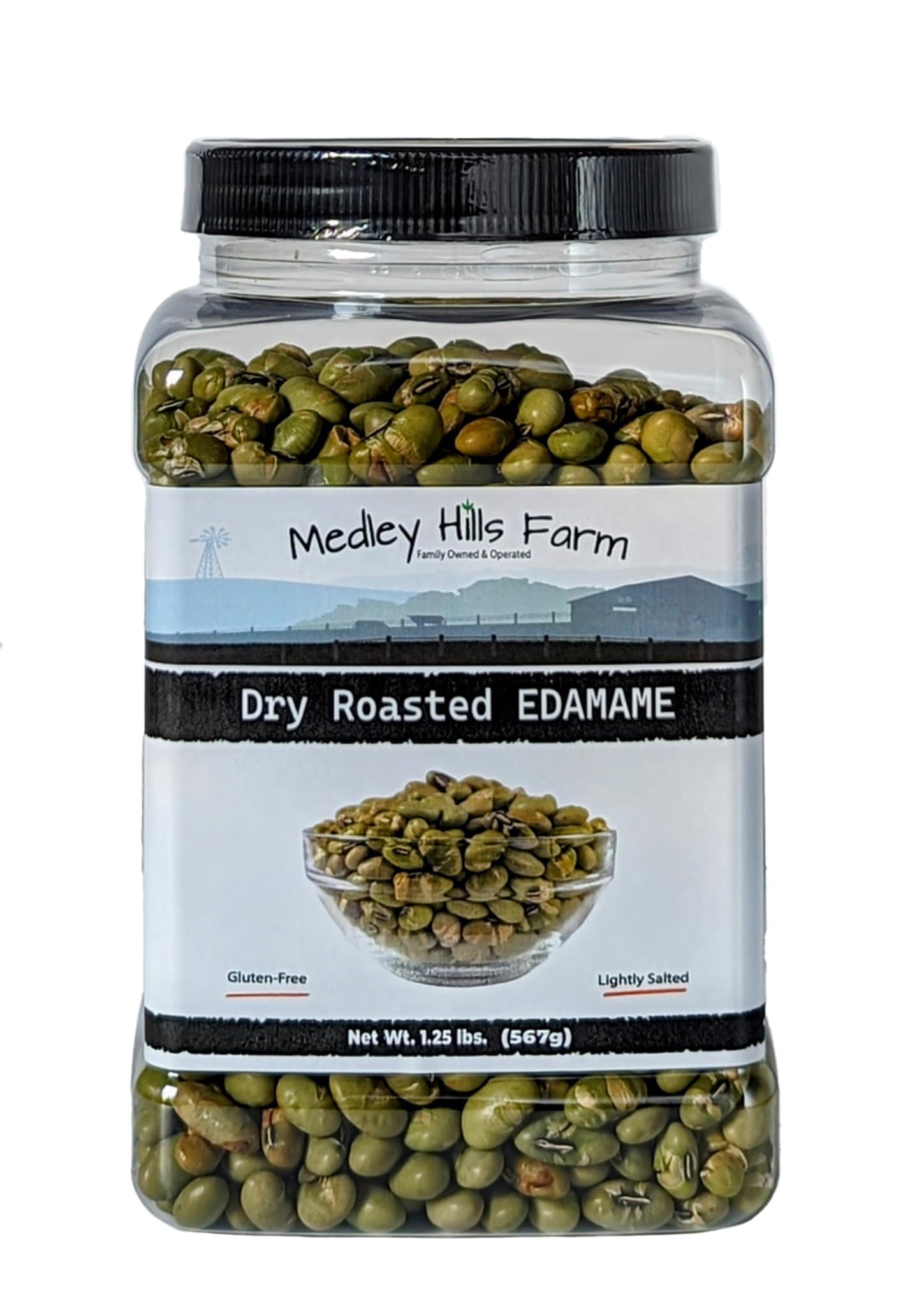 Dry Roasted Edamame by Medley hills farm 1.25 Lbs. in Reusable Container - edamame dry roasted and Lightly Salted - Healthy diet snacks - gluten-free