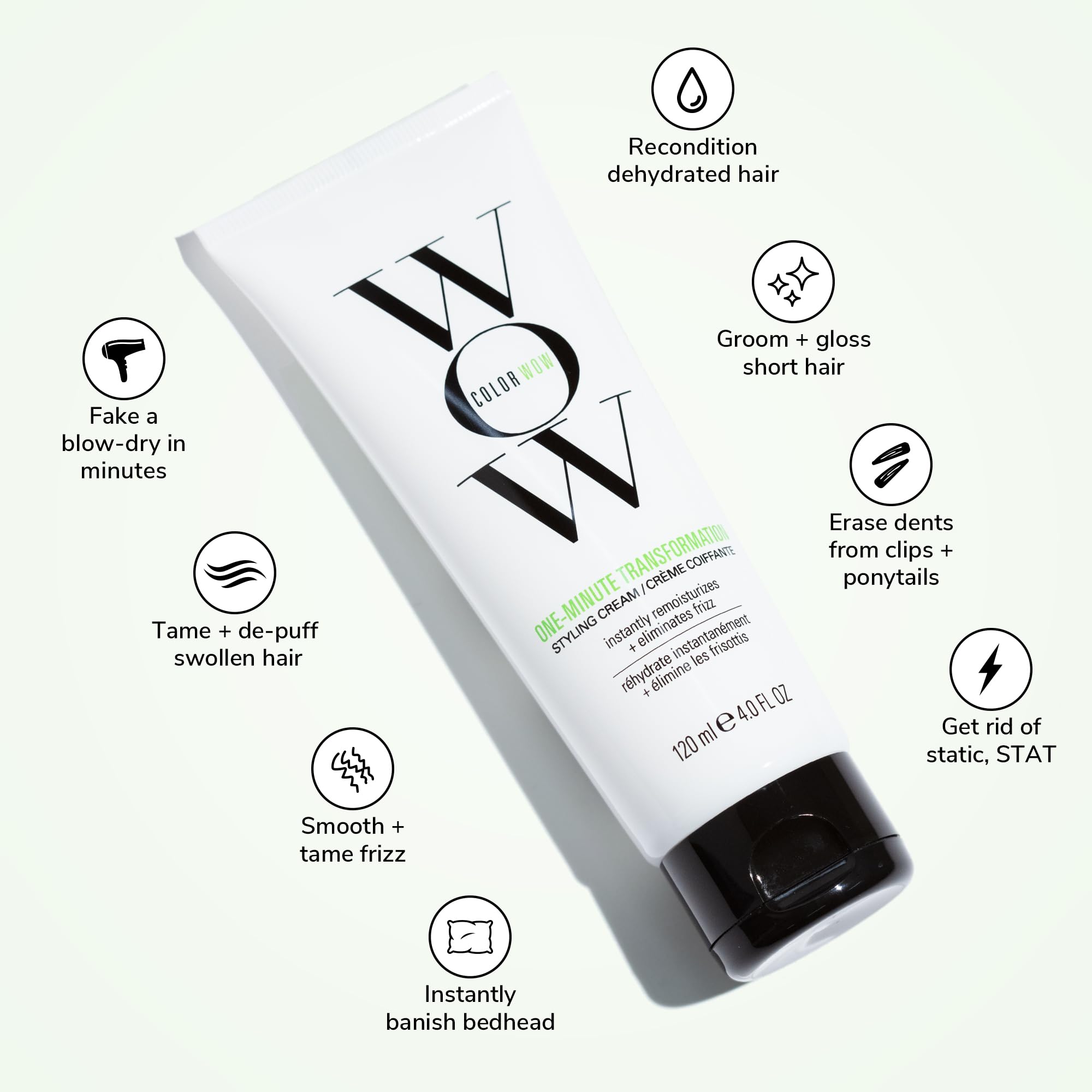 COLOR WOW One Minute Transformation – Instant frizz fix| Nourishing styling cream smooths, tames + defrizzes on the spot, Avocado oil + Omega 3’s hydrate, repair for silkier, smoother texture