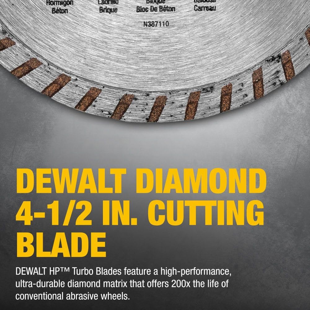 DEWALT Diamond Blade for Masonry, Dry Cutting, Continuous Rim, 7/8-Inch Arbor, 4-1/2-Inch (DW4725)