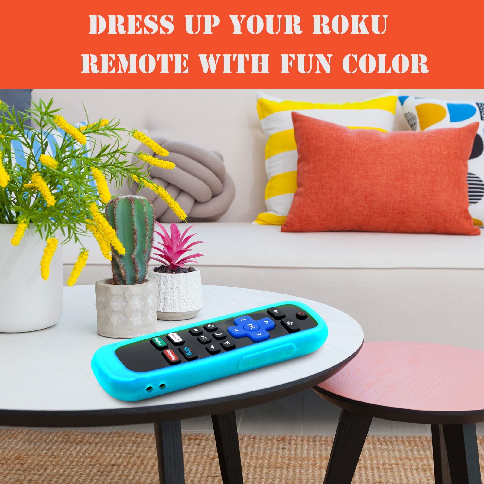 4Pack Case for Roku Remote, Cover for Hisense/TCL Roku TV Steaming Stick/Express Universal Replacement Controller Silicone Sleeve Skin Glow in The Dark Green Sky Purple Red