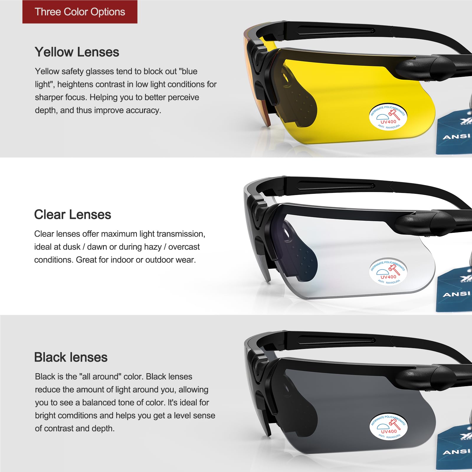 xaegistac Shooting Glasses with Case Anti Fog Hunting Safety Glasses for Men Women (Clear)