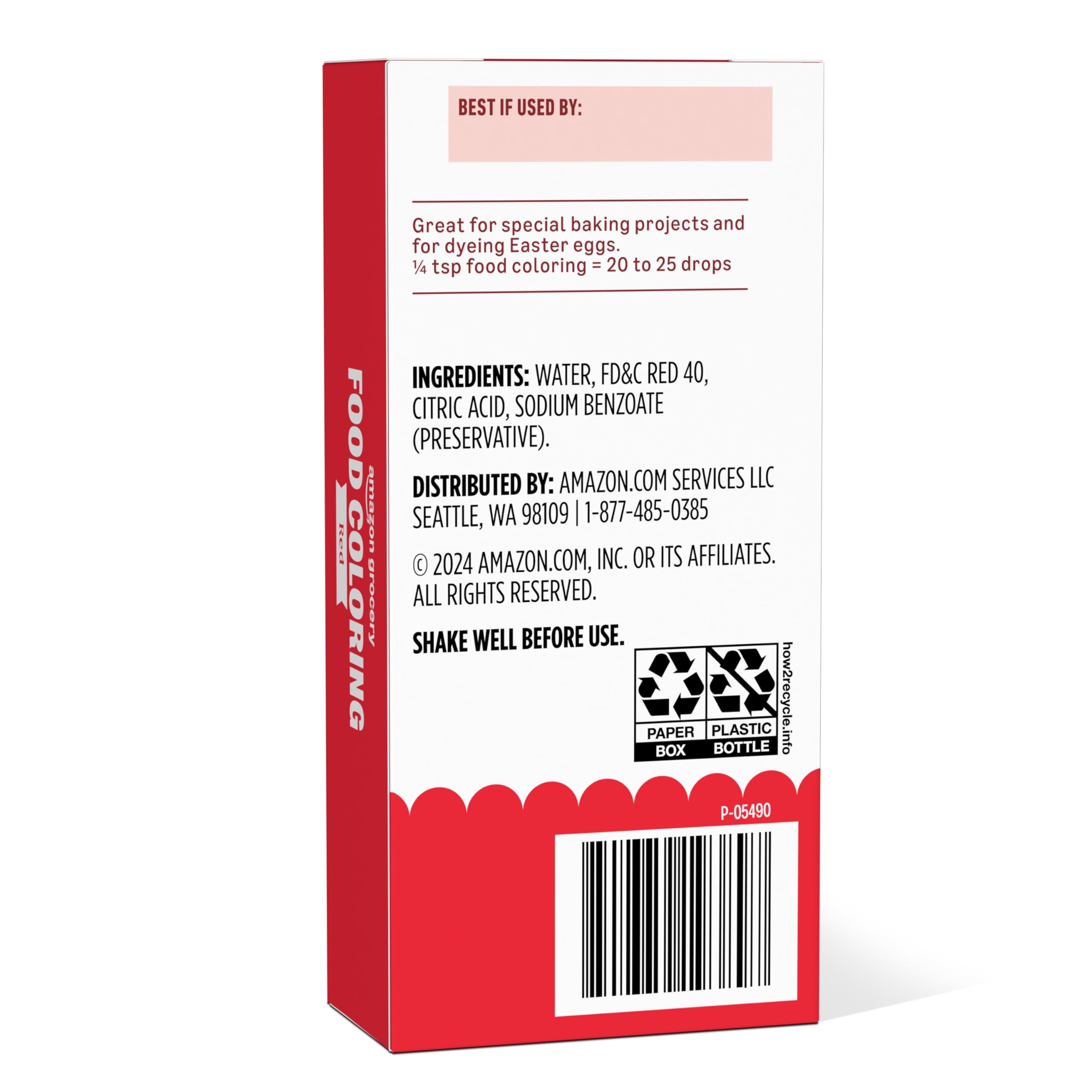 Amazon Grocery, Red Food Coloring, 1 Fl Oz (Previously Amazon Fresh, Packaging May Vary)