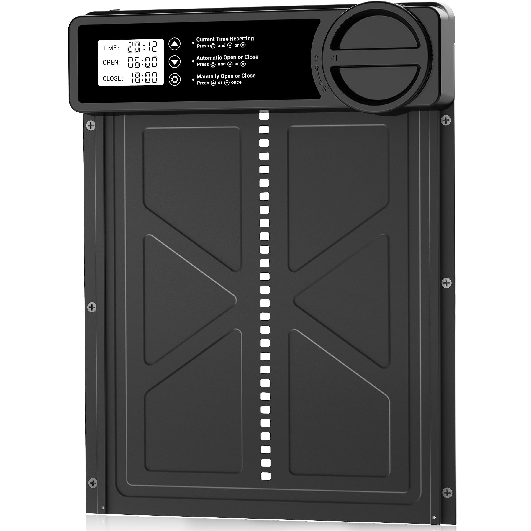 INNOLAND Automatische Hühnerstalltür - Groß mit manuellem und Timer-Modus, Automatische Hühnertür | Aluminiumlegierung | Einklemmschutz | Großer programmierbarer LCD-Bildschirm, Hühnerstalltür mit Batteriewarnung