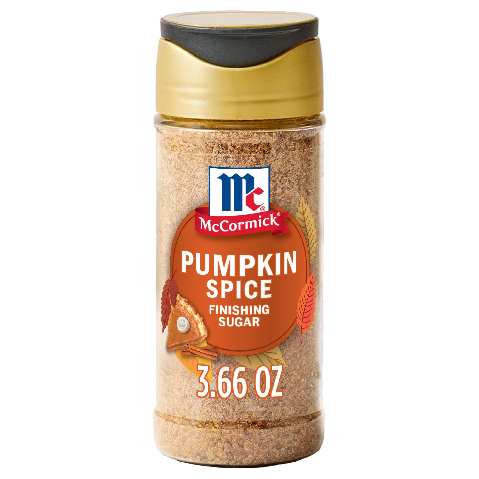 McCormick Finishing Sugar, Pumpkin Spice, Limited Edition, Sweet Blend of Warm Pumpkin Spices, The Perfect Finish for Cookies, Muffins, Pancakes, Bread, and More, 3.66 oz