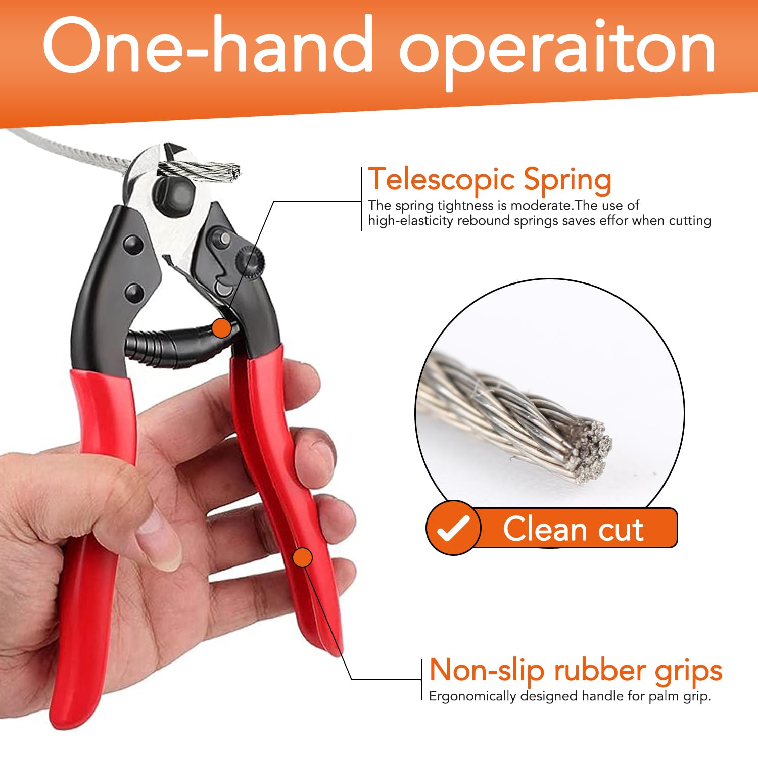 Guanlotion Cable Cutter Wire Cutter Heavy Duty up to 5/32" Stainless Steel Aircraft Wire rope for Decking Railing Fencing Bike Bicycle Brake Cutter DIY projects