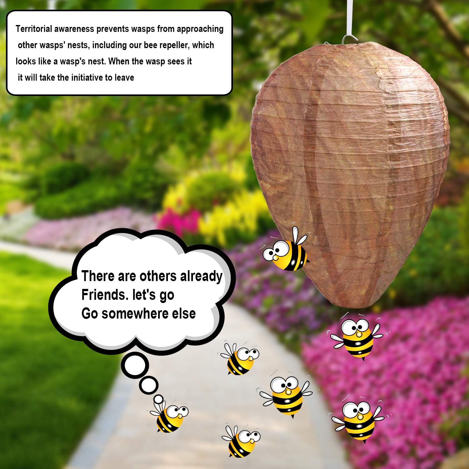 4 Pack Wasp Nest Decoy Hanging Wasp Nest Stay Away from Wasps Hornets Yellow Jackets