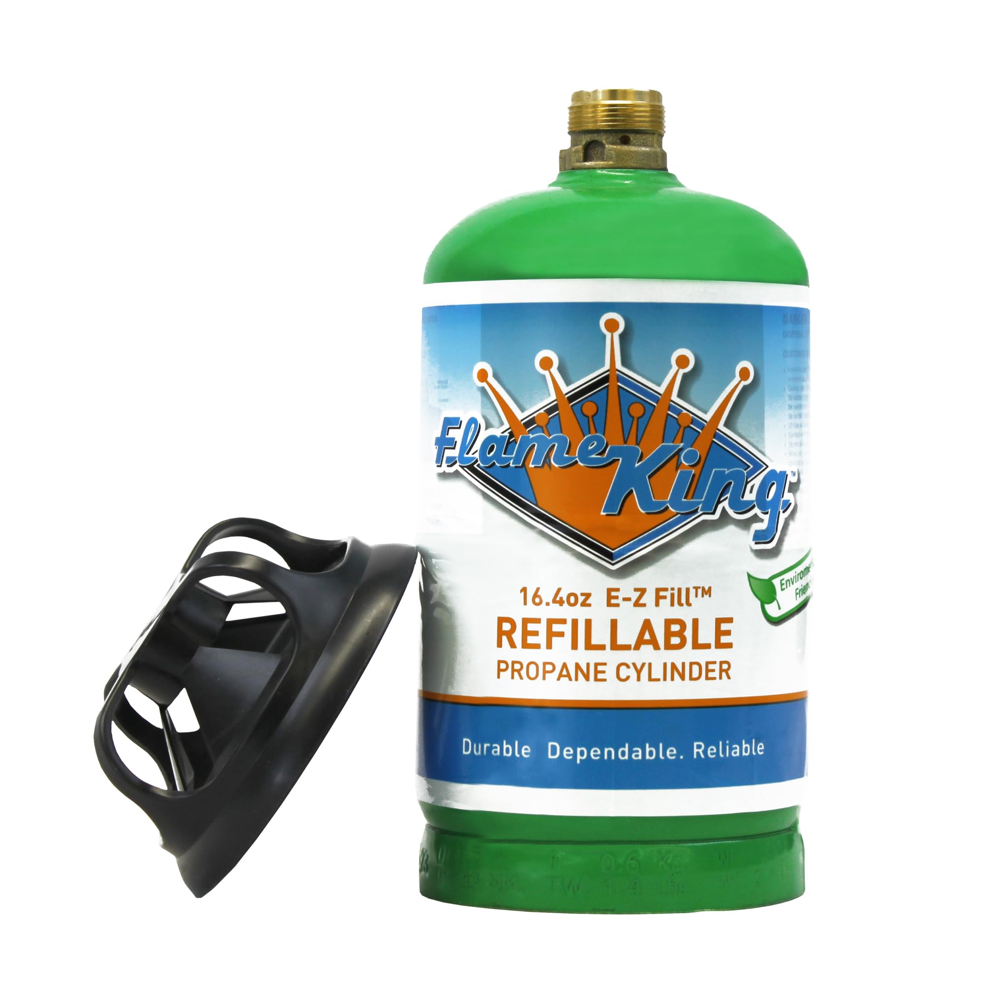 Flame King Nachfüllbare 0,5-kg-Propangasflasche – Wiederverwendbar – Sichere und legale Nachfülloption – DOT-konform – 465 g, Grün