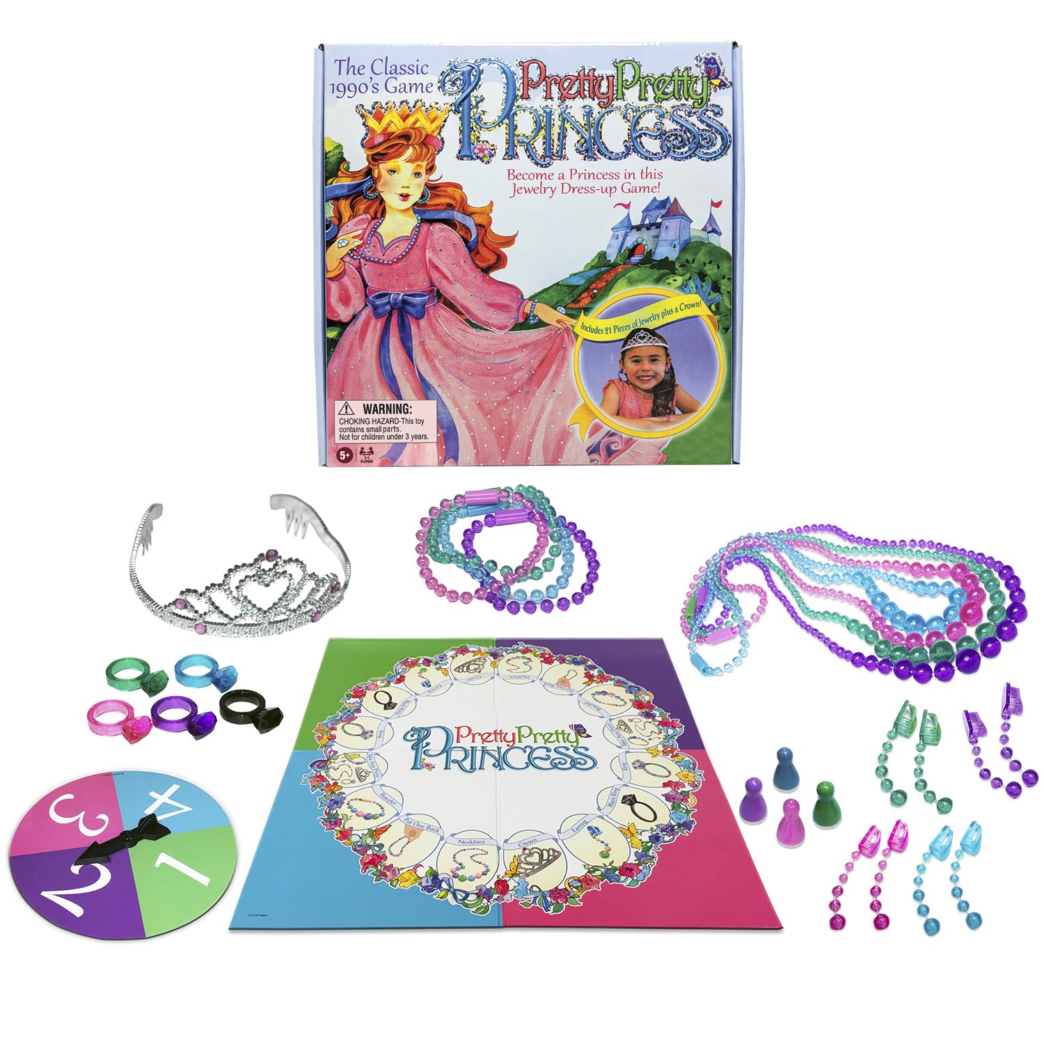 Pretty, Pretty, Princess with 1990's Artwork by Winning Moves Games USA, a Delightful Jewelry Dress-Up Game for 2-4 Players, Ages 5 and Up (1222)