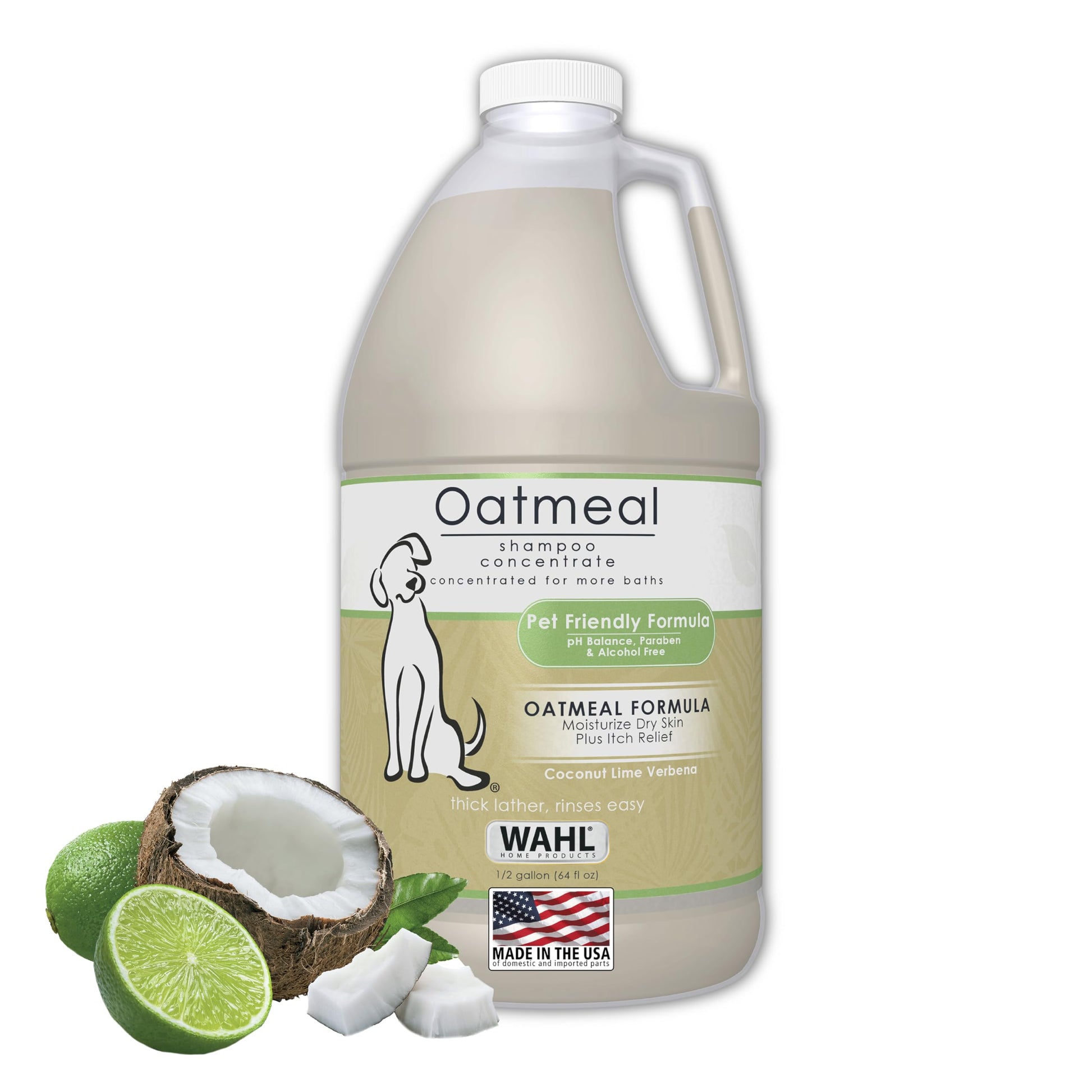 Wahl USA Dry Skin & Itch Relief Pet Shampoo for Dogs – Oatmeal Formula with Coconut Lime Verbena & Pet Friendly Formula, 24 Oz - Model 820004A