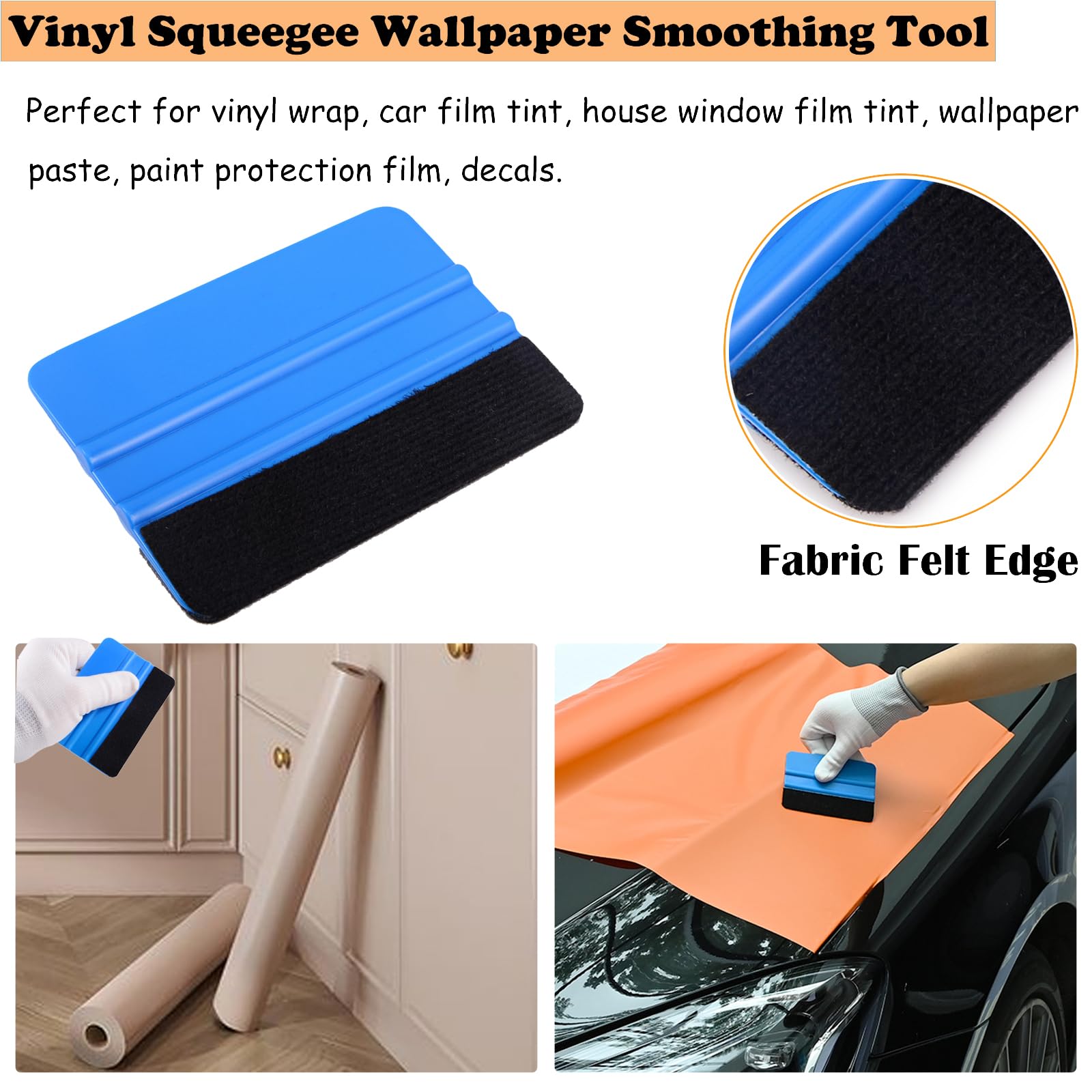 EHDIS Vinyl Wrap Tool Window Tint Kit 7 Pieces Vehicle Tinting Tools Car Glass Protective Film Wrapping Installation Set Included Vinyl Scraper, Window Rubber Squeegee,Cutting Knife with Blades