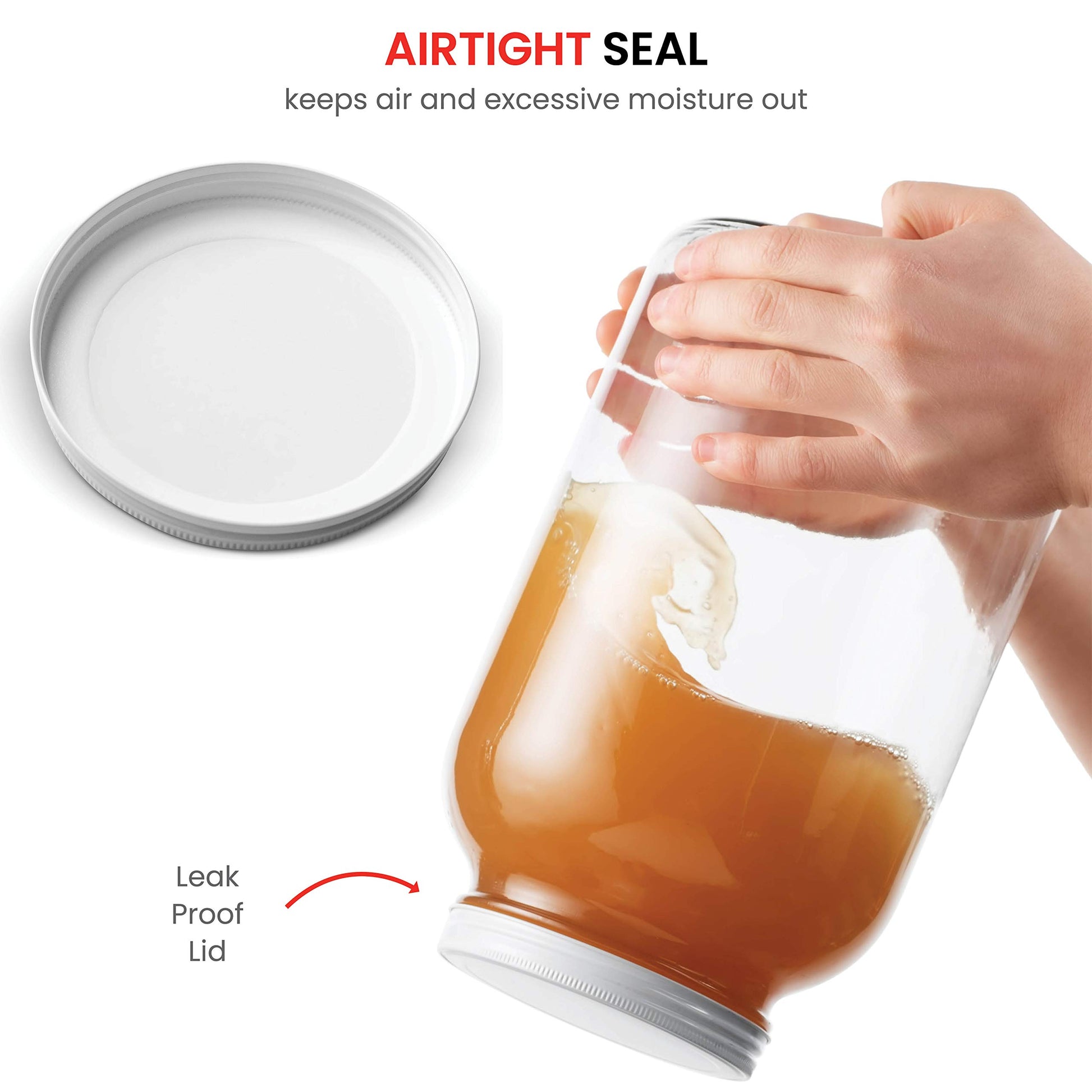 1 Gallon Glass Jar With Lid – 2 Pack Large Glass Jar With Airtight Metal Lids - USDA Approved BPA-Free Dishwasher Safe, Wide Mouth Sun Tea Jar, Gallon Mason Jar for Storage, Fermenting, And Brewing