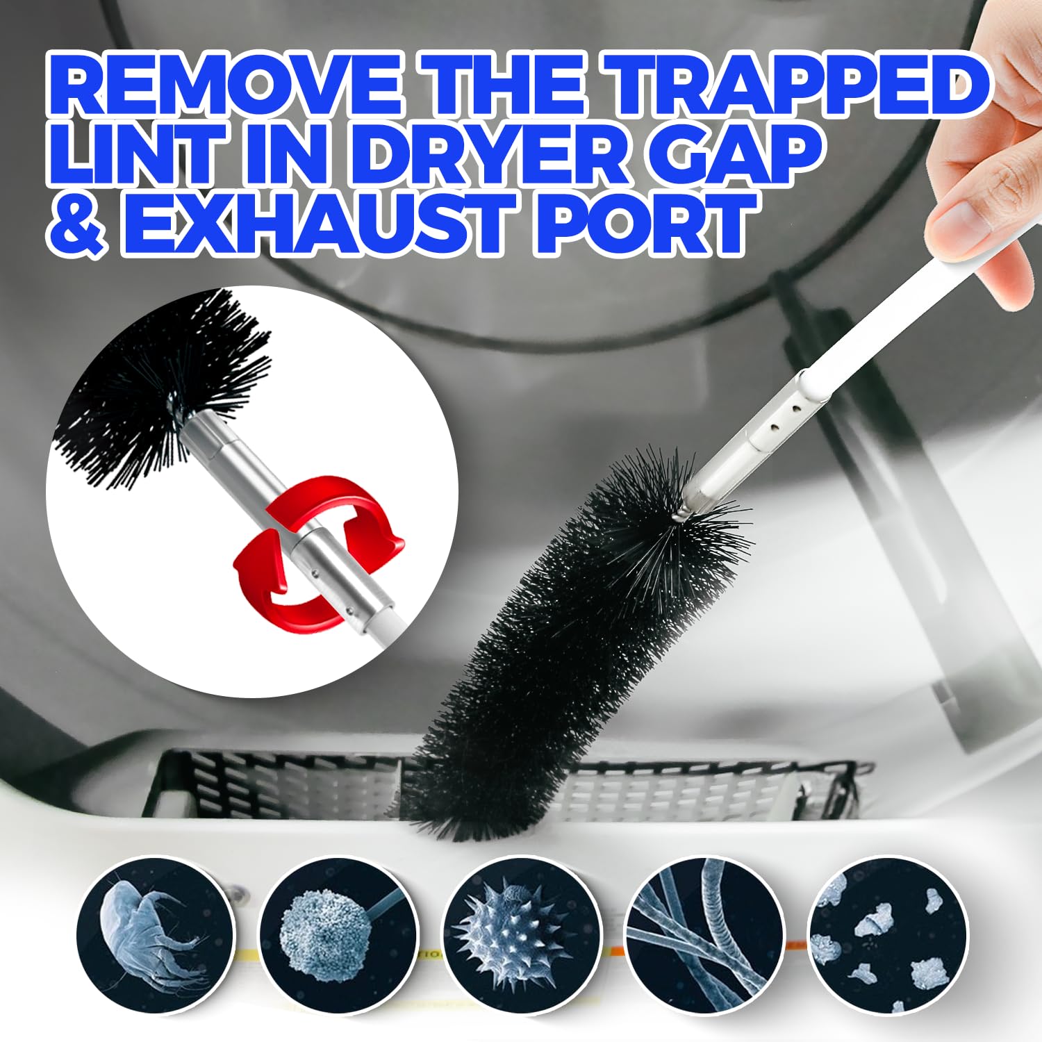 Holikme 40 Feet Dryer Vent Cleaner Kit, Flexible Lint Brush with Drill Attachment, Extends Up to 40 Feet for Easy Cleaning, Synthetic Brush Head, Use with or Without a Power Drill