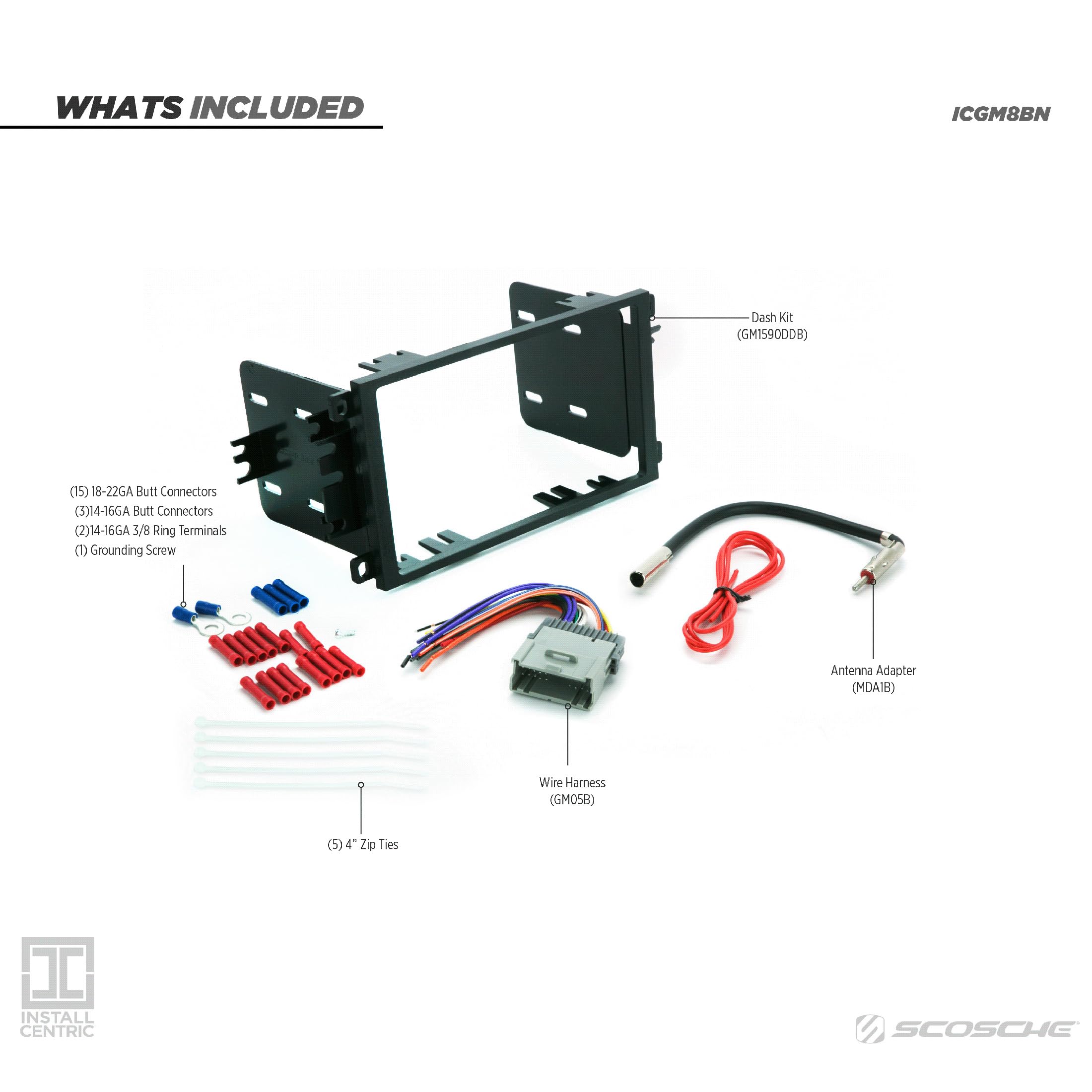 Scosche ICGM8BN Double DIN Radio Installation Dash Kit Compatible with Select 1992-2012 General Motors Vehicles - Complete Basic Aftermarket Car Stereo Install Kit - See Fit Guide Image for Vehicles
