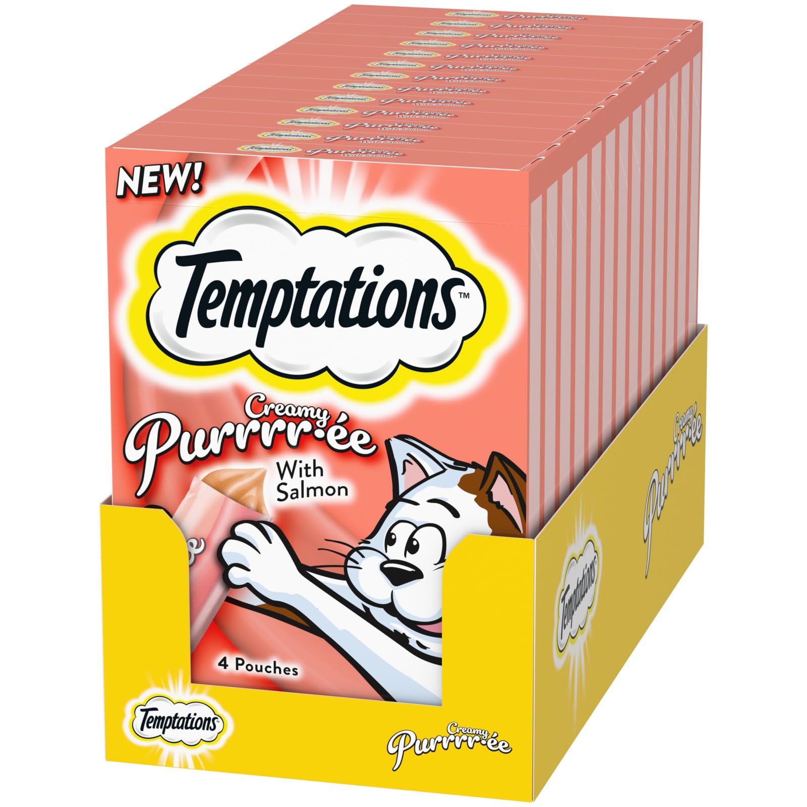 Temptations Creamy Puree with Chicken Lickable, Squeezable Cat Treats, 0.42 Oz Pouches, 4 Count (Pack of 11) - Total 44 Count