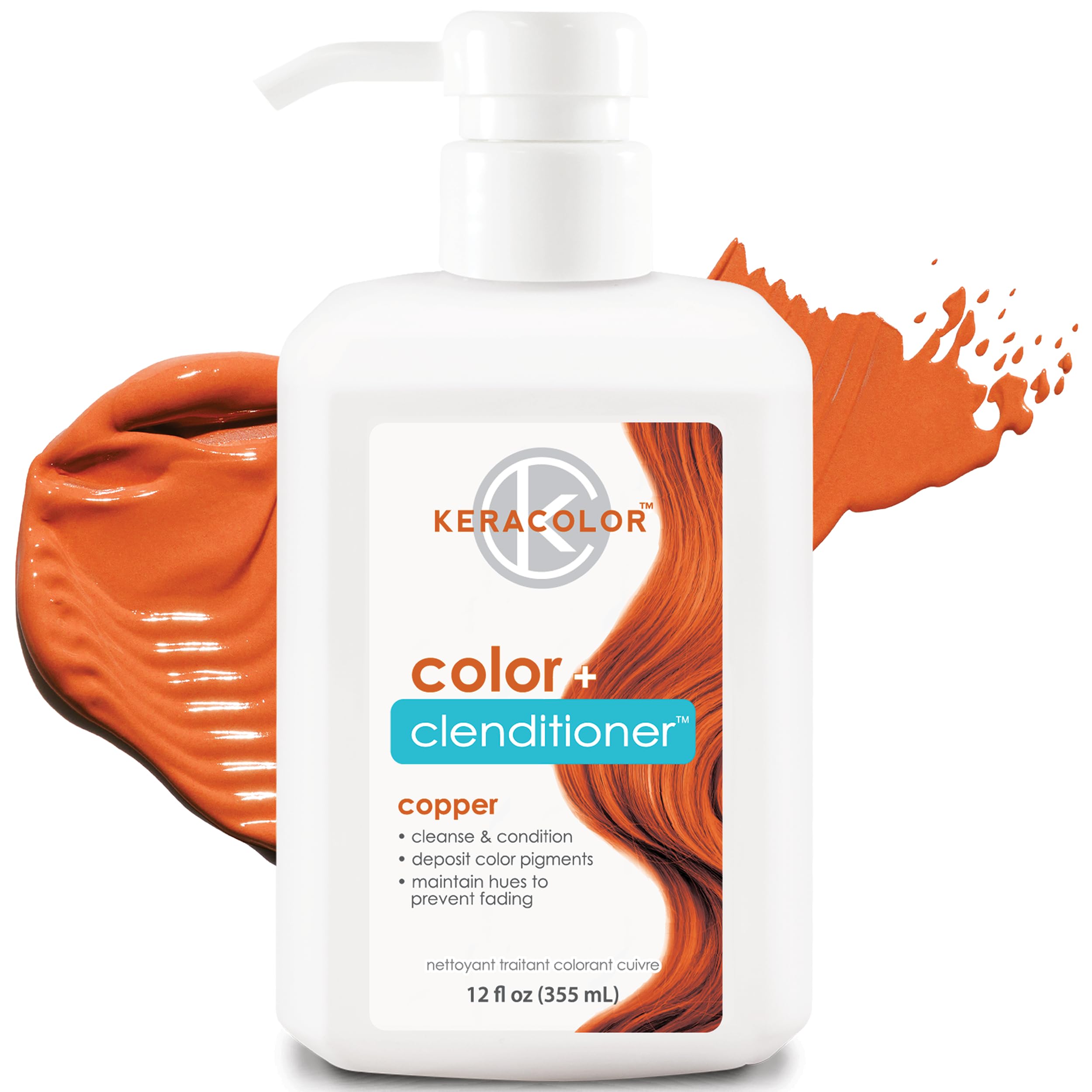 Keracolor Clenditioner Color Depositing Conditioner - Hair Glaze Colorwash, Red, 12 Fl Oz