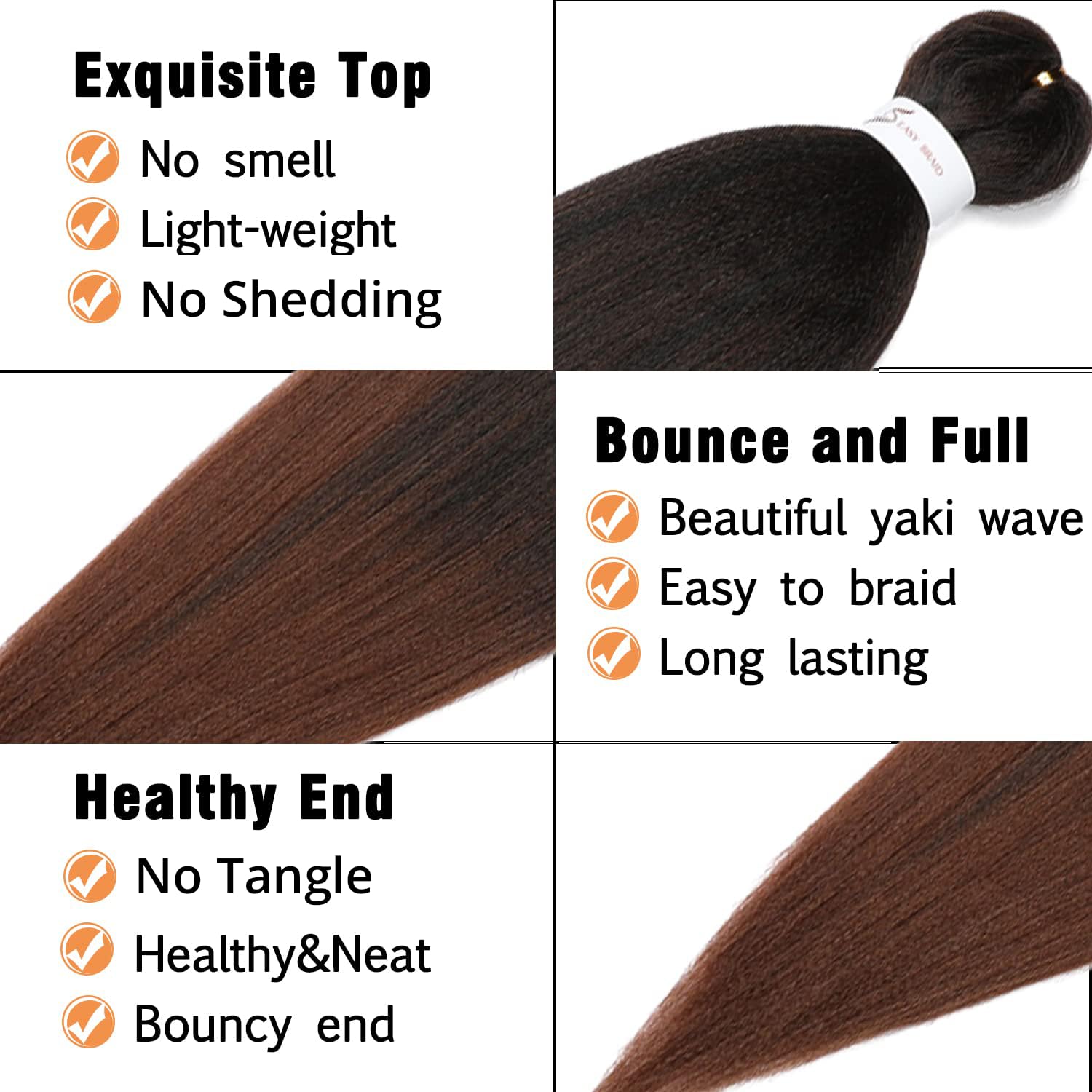 Braiding Hair Pre Stretched 24 Inch 8 Packs Ombre Braiding Hair Professional Soft Yaki Texture, Hot Water Setting Hair Extensions for Braids (24in,1B/30)