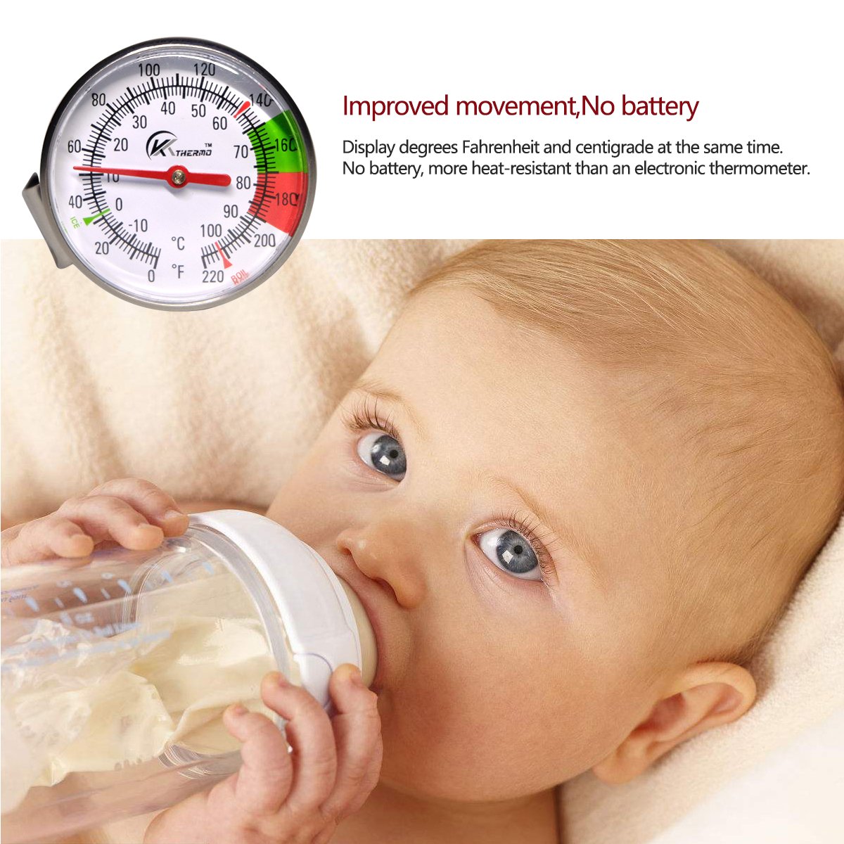 KT THERMO Instand Read 2-Inch Dial Thermometer,Best for The Coffee Drinks,Chocolate Milk Foam