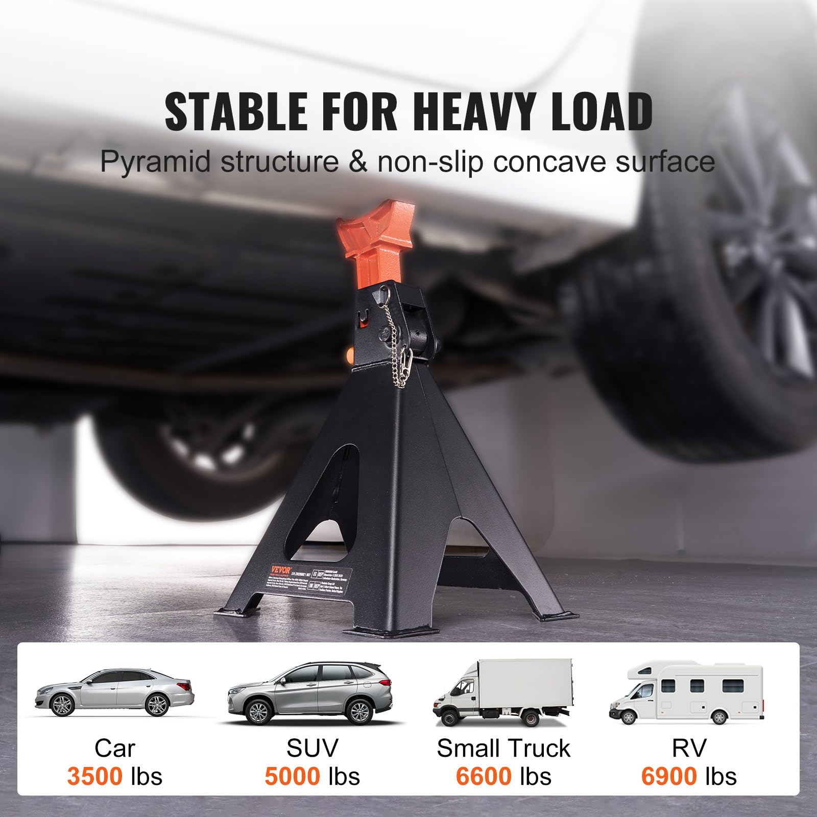 VEVOR Jack Stands, 6 Ton (13,000 lbs) Capacity Car Jack Stands Double Locking, 14.2-23 inch Adjustable Height, for lifting SUV, Pickup Truck, Car and UTV/ATV, Red, 1 Pair