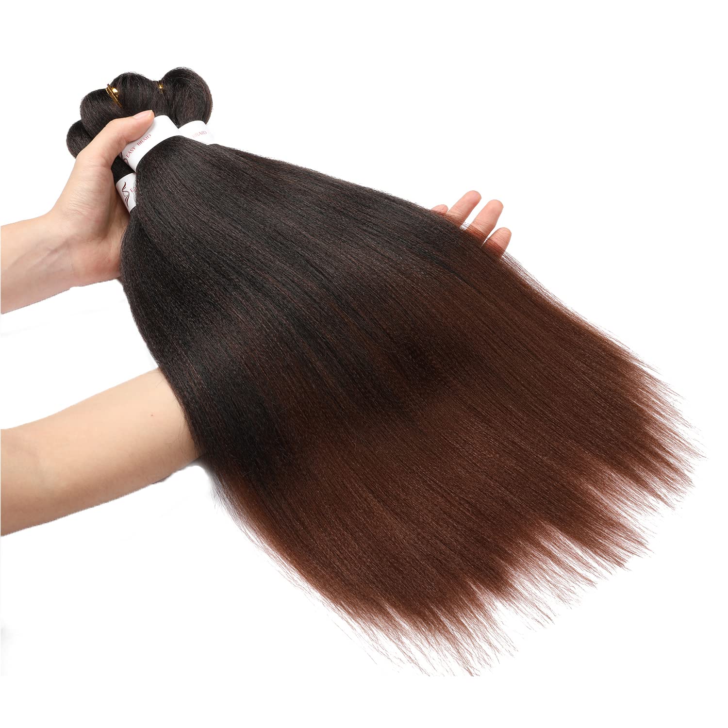 Braiding Hair Pre Stretched 24 Inch 8 Packs Ombre Braiding Hair Professional Soft Yaki Texture, Hot Water Setting Hair Extensions for Braids (24in,1B/30)