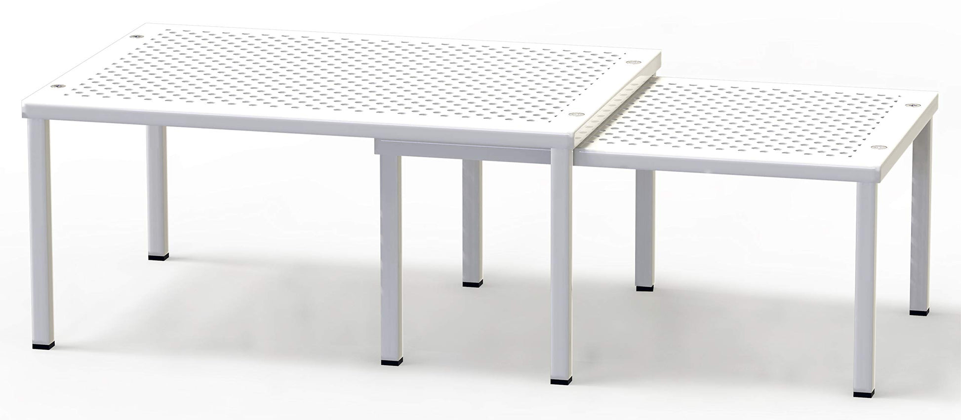 Simple Houseware Expandable Stackable Kitchen Counter Shelf Organizer, White, Metal Top, 11.25"L x 7.9"W x 5.4"H