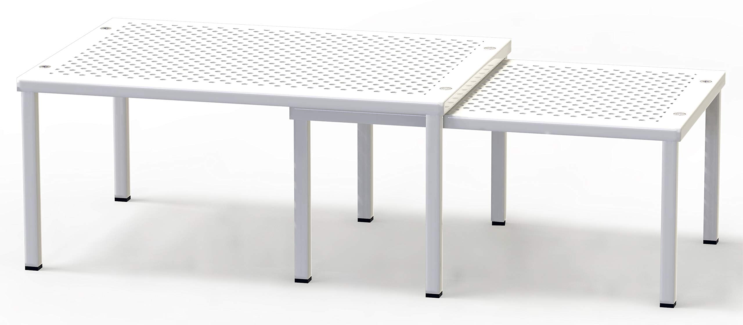 Simple Houseware Expandable Stackable Kitchen Counter Shelf Organizer, White, Metal Top, 11.25"L x 7.9"W x 5.4"H