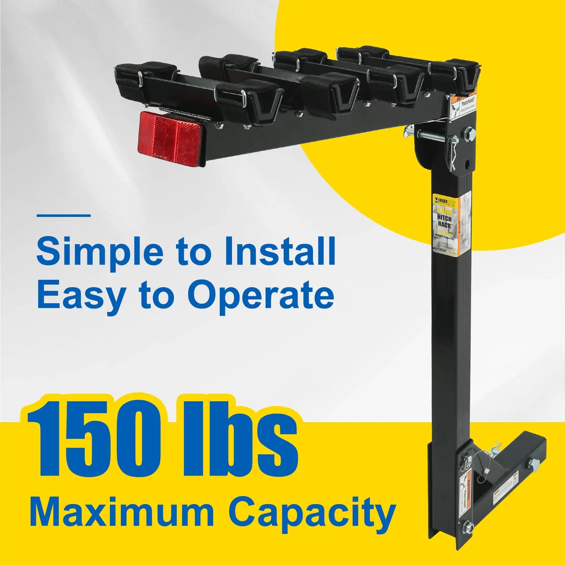MaxxHaul 70210 Hitch Mount Bike Rack 4-Bike Rack, Black For Cars Trucks SUV's Minivans, Large