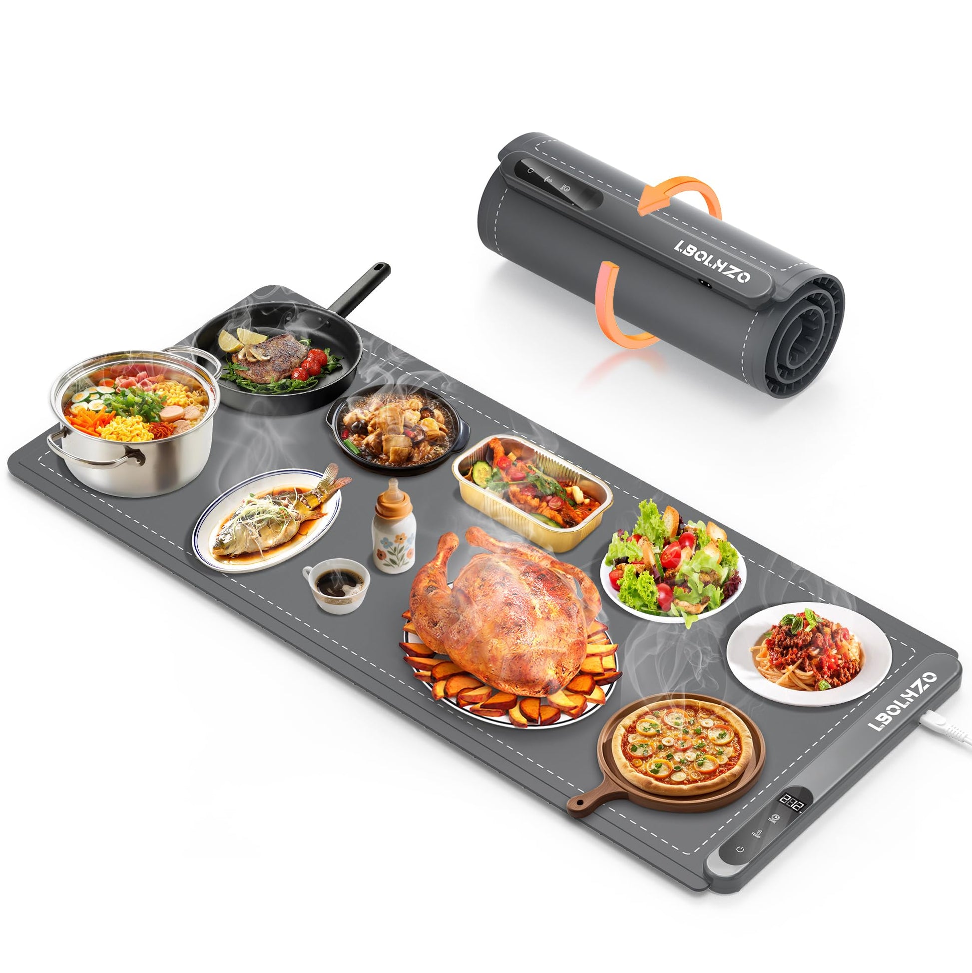 Warming Mat For Food Extra Large 36"x16" 580W Food Warmer Chafing Dishes for Buffet,Food Warming Mat,Food Warmers for Parties Buffet,Portable Heating Pad 6 Level Temp 6 Hour Timer