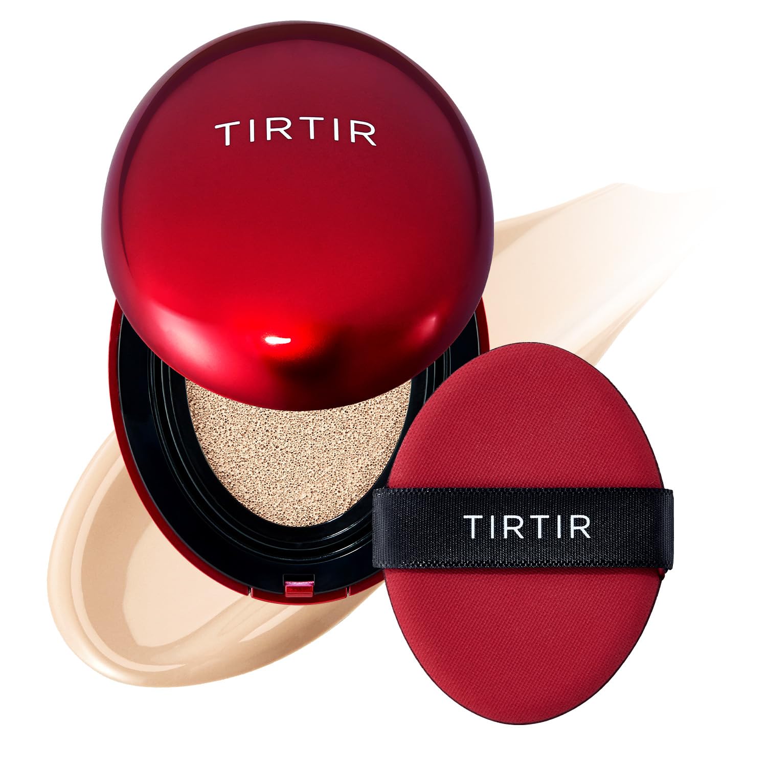 TIRTIR Mask Fit Red Cushion Foundation | Full coverage, Weighless, Skin fit, Satin Glow Finish, Korean cushion foundation (#21N Ivory, 0.63 Fl Oz (Pack of 1))