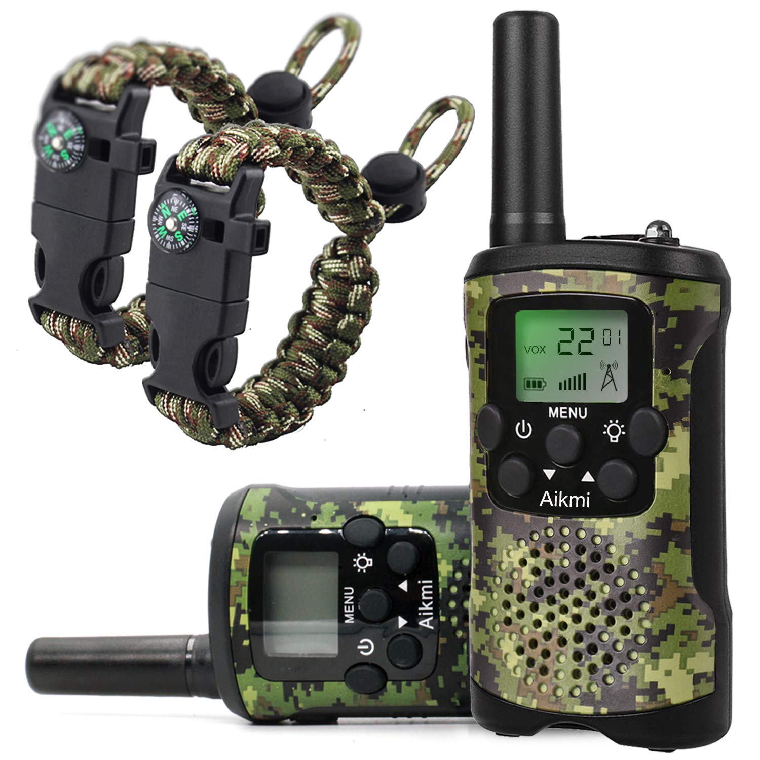 Walkie Talkies für Kinder, 22 Kanäle, 2-Wege-Funkgerät, 3 Meilen Reichweite, Handfunkgeräte, robustes Spielzeug, beste Geburtstagsgeschenke für 6-jährige Jungen und Mädchen, passend für Abenteuerspiele, Camping (Grün Camo 1)